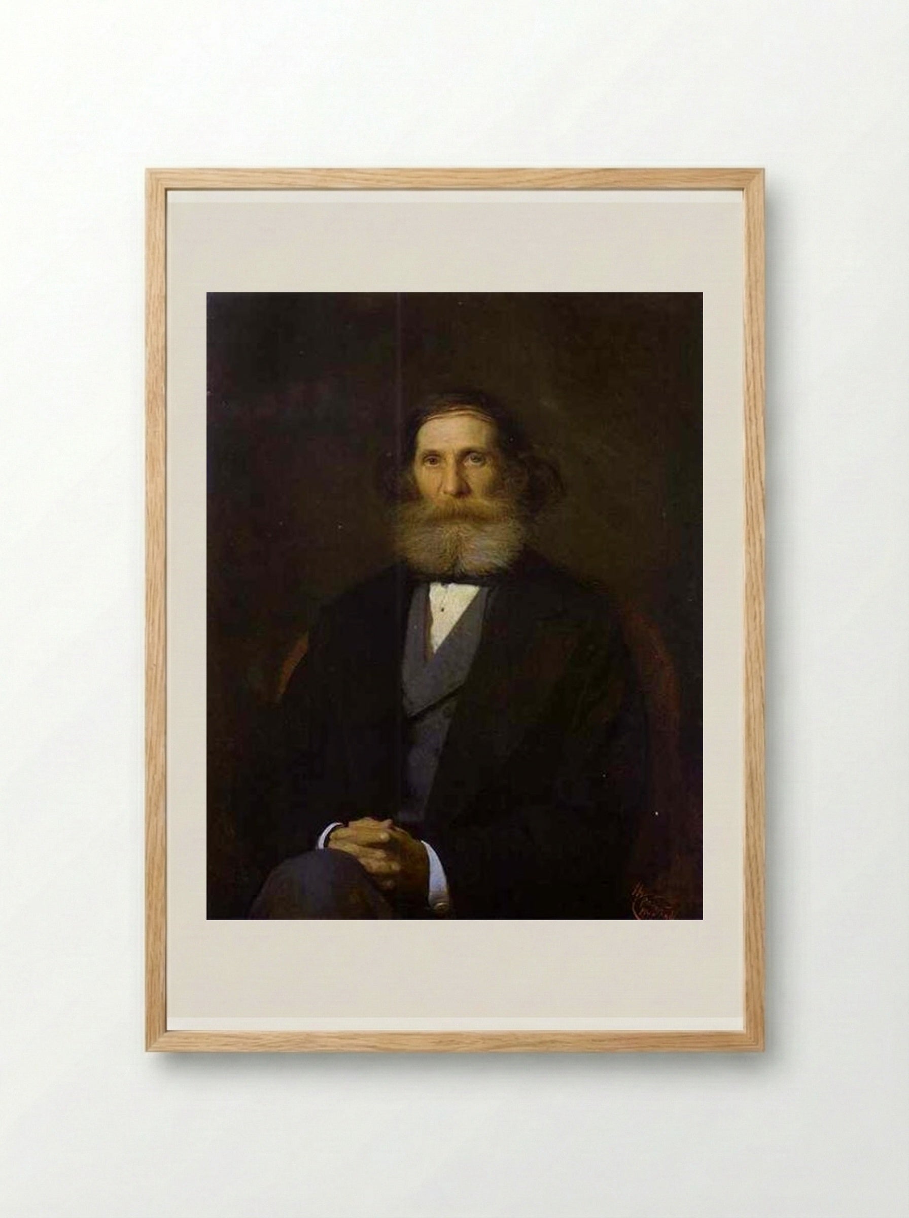 Portrait of the Artist Nikolay Bogoliubov - Ivan Kramskoy - Framed Print Wood