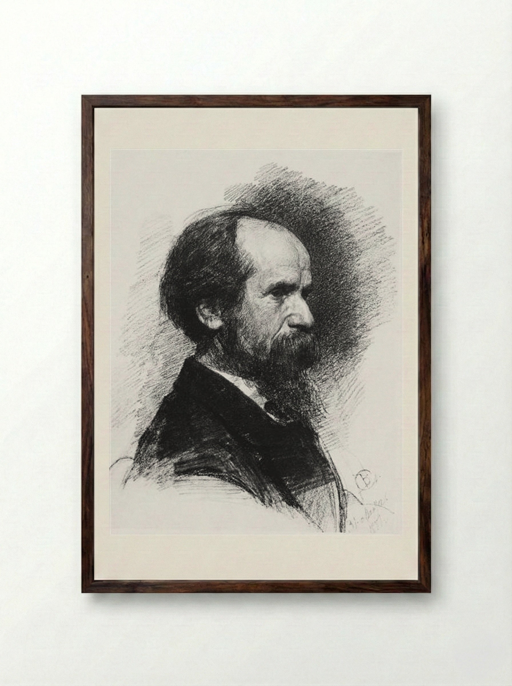 Portrait of the Artist Pavel Tchistyakov - Valentin Serov - Framed Print Dark Wood