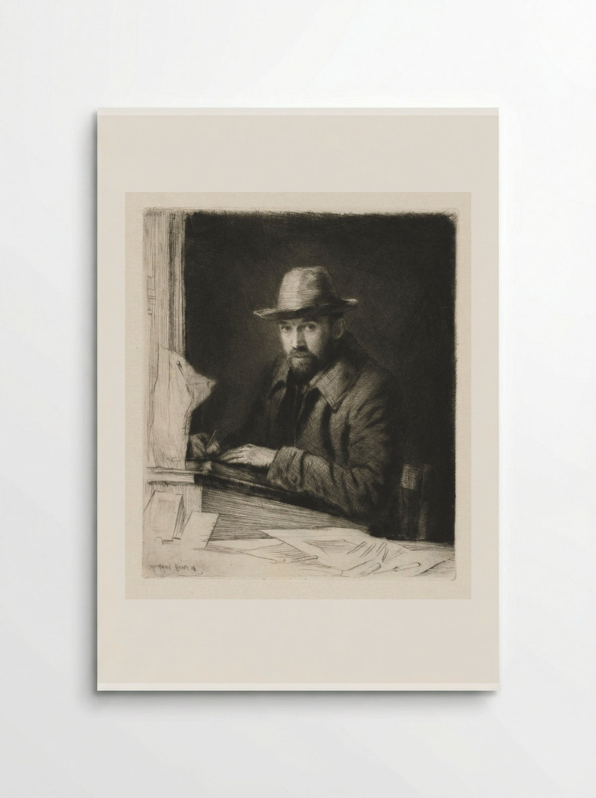 Portrait of the Artist in a Hat, No 2 - Muirhead Bone - Poster