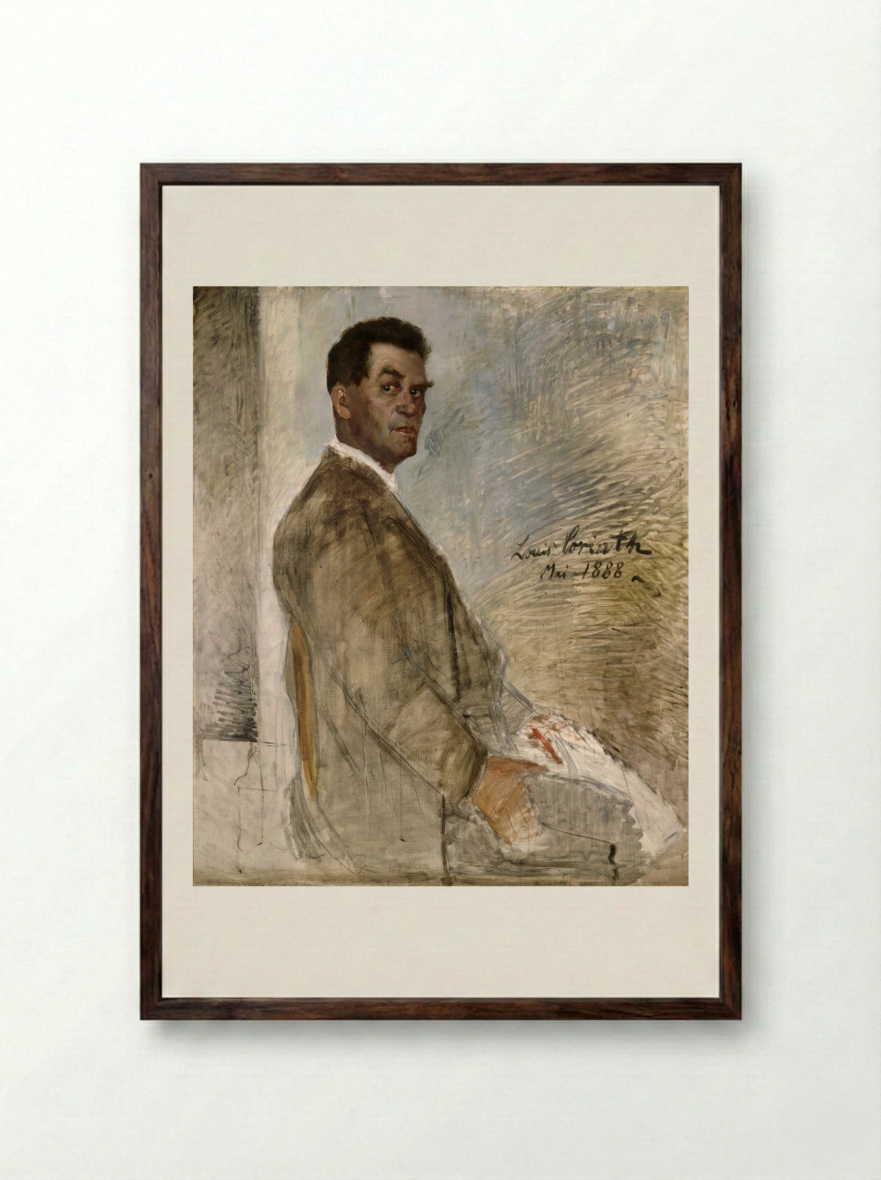 Portrait of the Artist's Father - Lovis Corinth - Framed Print Dark Wood