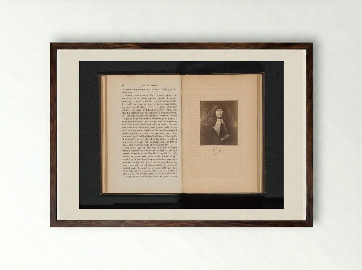 Portrait of the Artist's Mother - Gabriël Metsu - Framed Print Dark Wood
