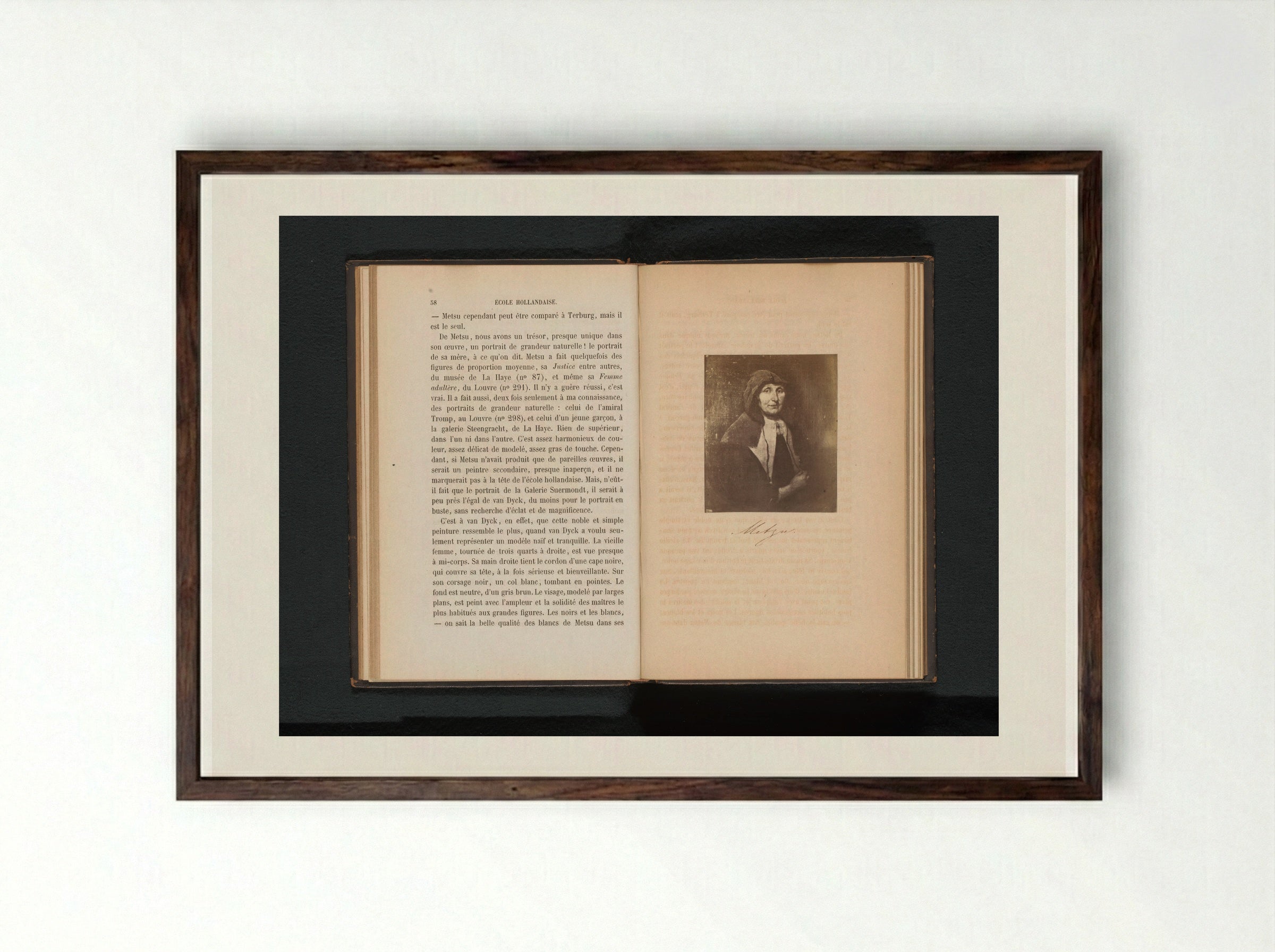 Portrait of the Artist's Mother - Gabriël Metsu - Framed Print Dark Wood