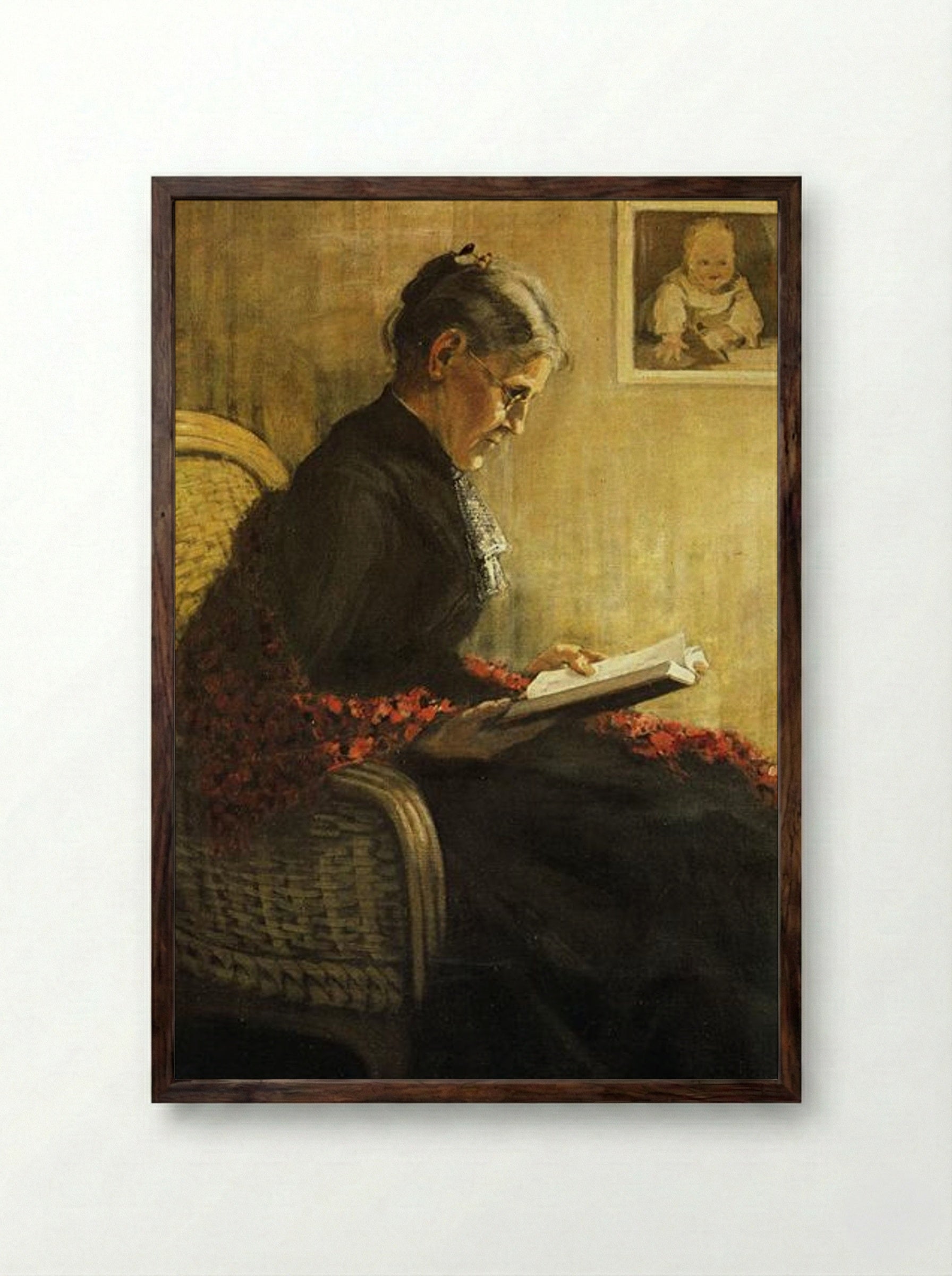 Portrait of the Artist's Mother - Franz Marc - Framed Print Dark Wood