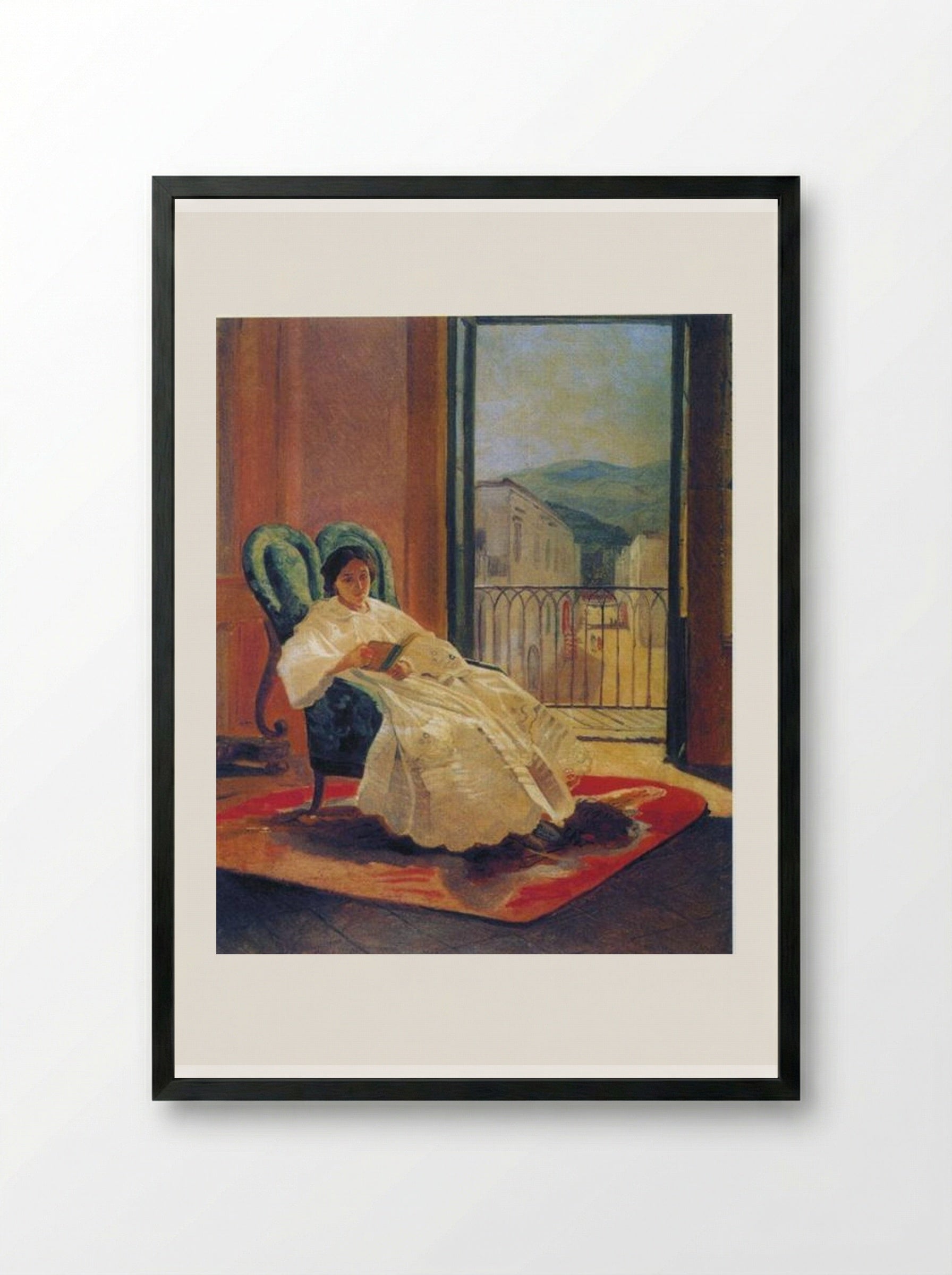 Portrait of the Artist's Wife Anna Ge - Nikolai Ge - Framed Print Black