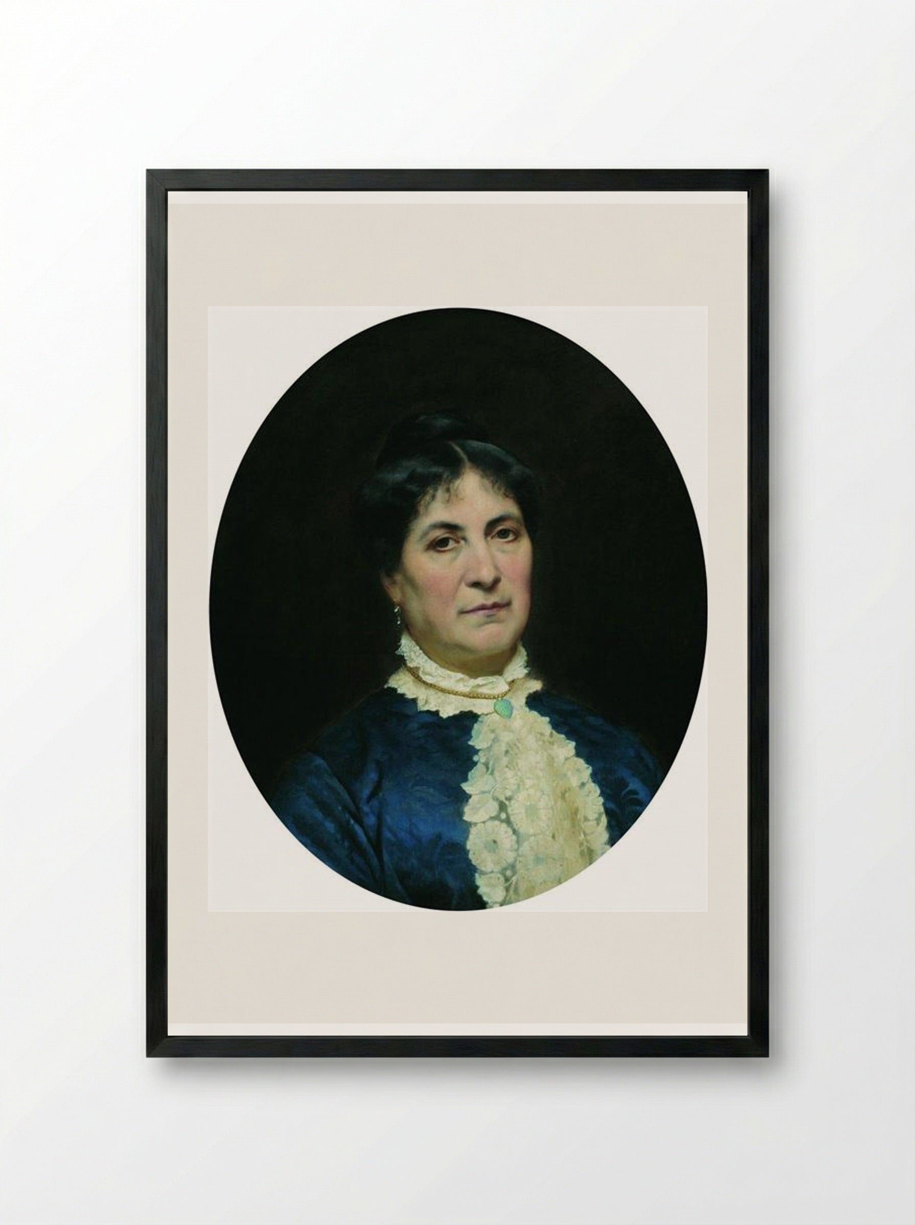 Portrait of the Artist's Wife - Fyodor Bronnikov - Framed Print Black
