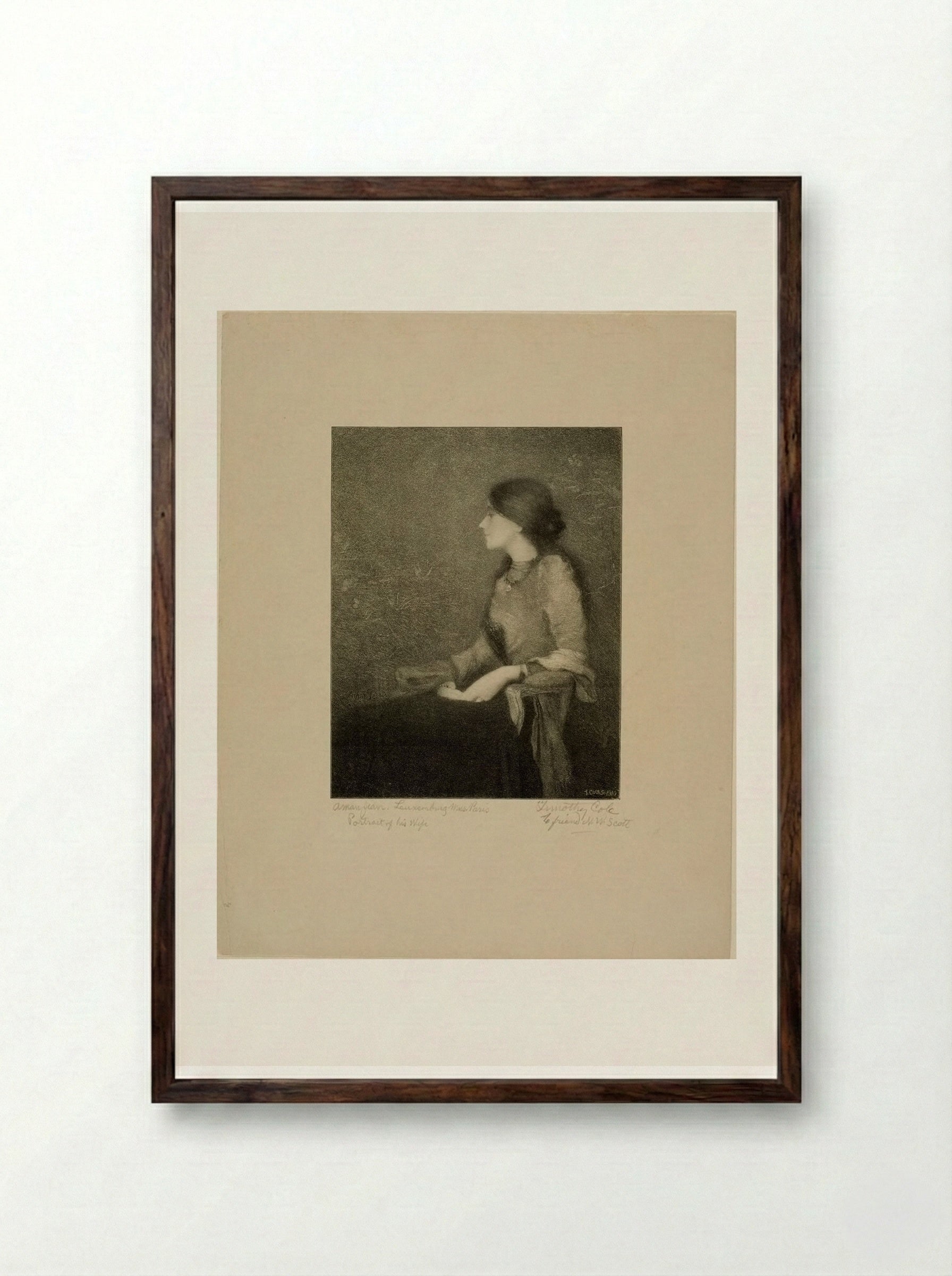 Portrait of the Artist's Wife - Timothy Cole - Framed Print Dark Wood