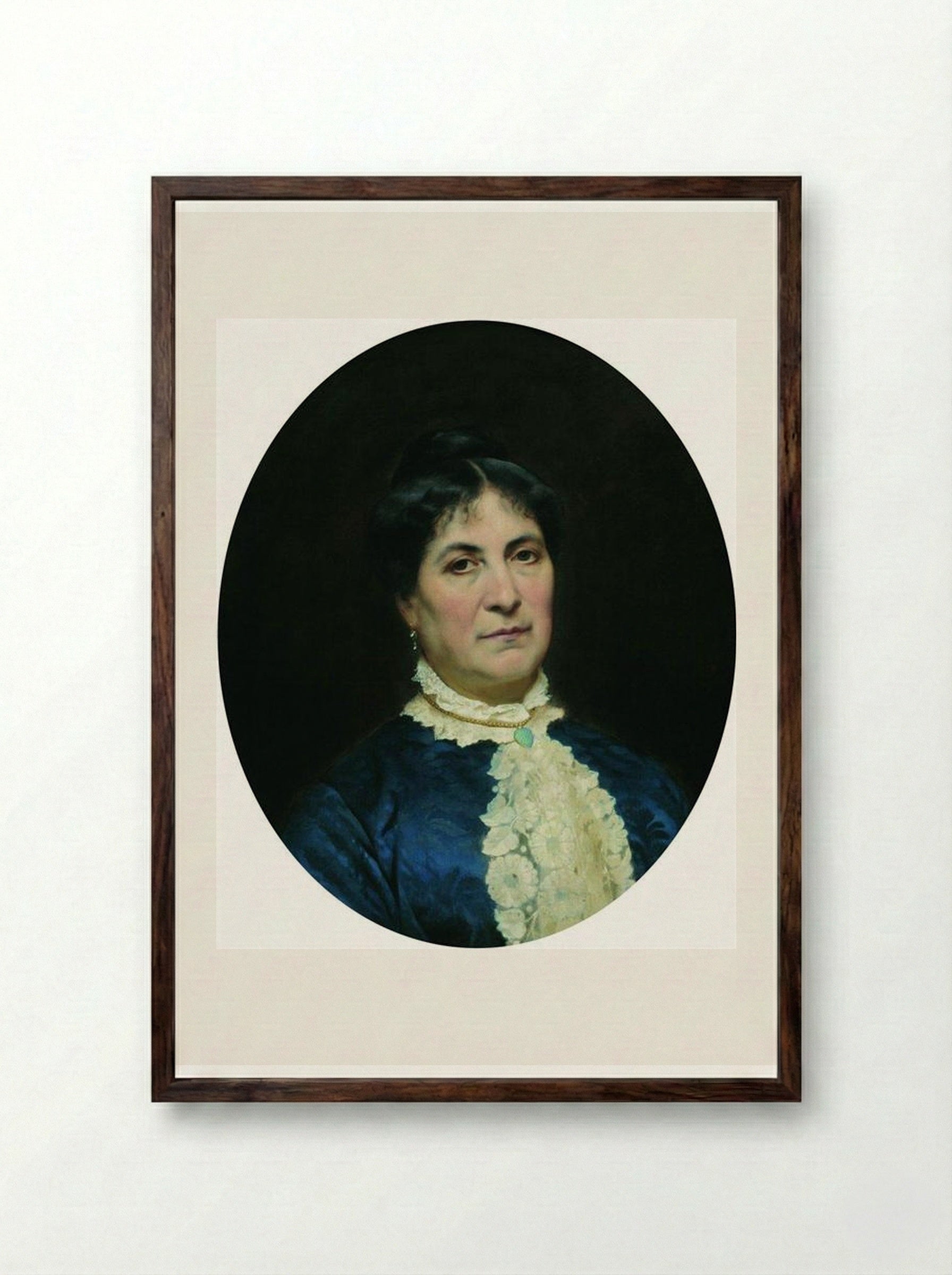 Portrait of the Artist's Wife - Fyodor Bronnikov - Framed Print Dark Wood