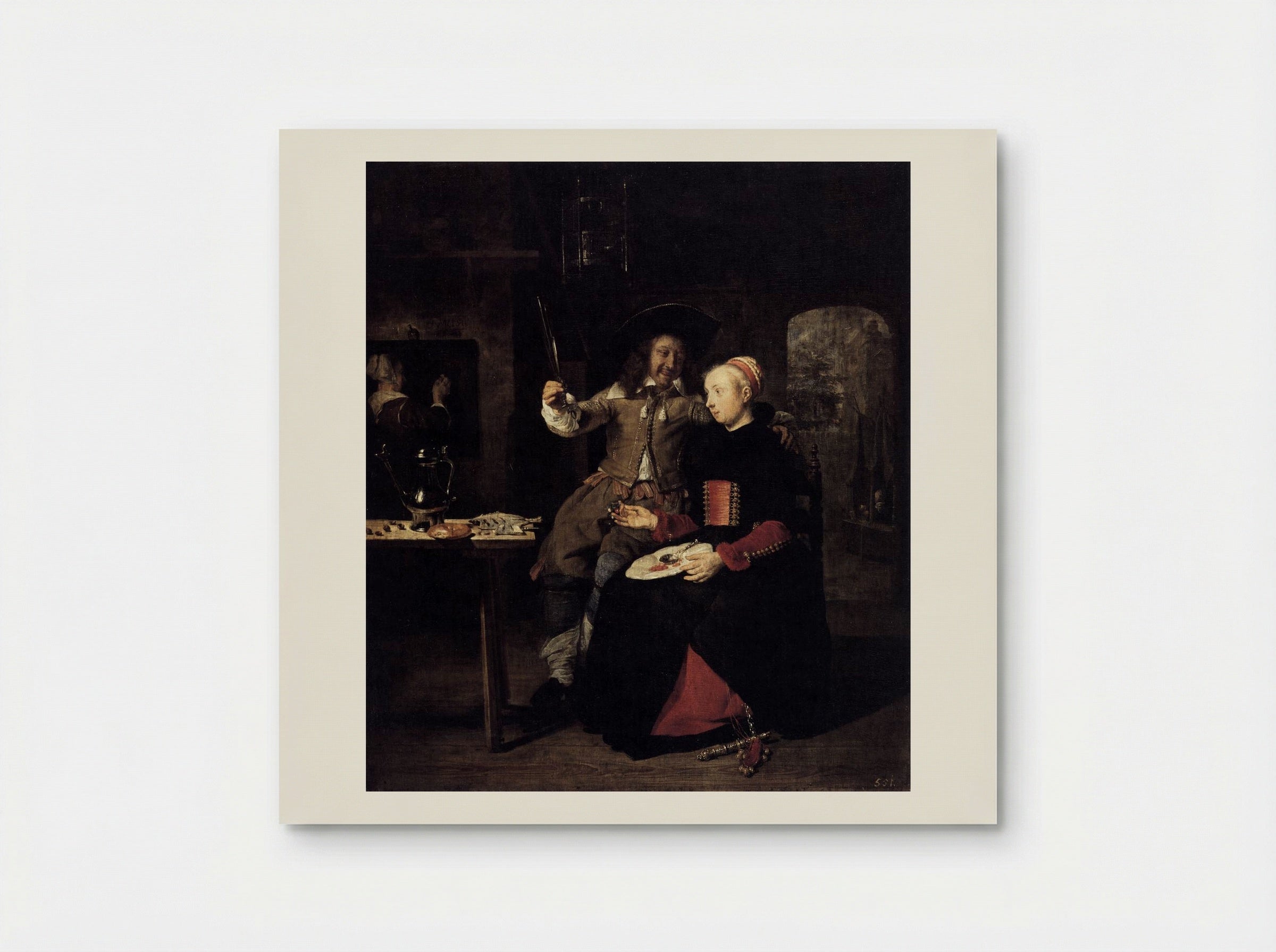 Portrait of the Artist with his Wife Isabella de Wolff in a Tavern - Gabriel Metsu - Poster