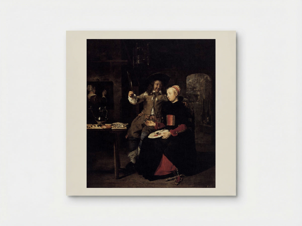 Portrait of the Artist with his Wife Isabella de Wolff in a Tavern - Gabriel Metsu - Poster