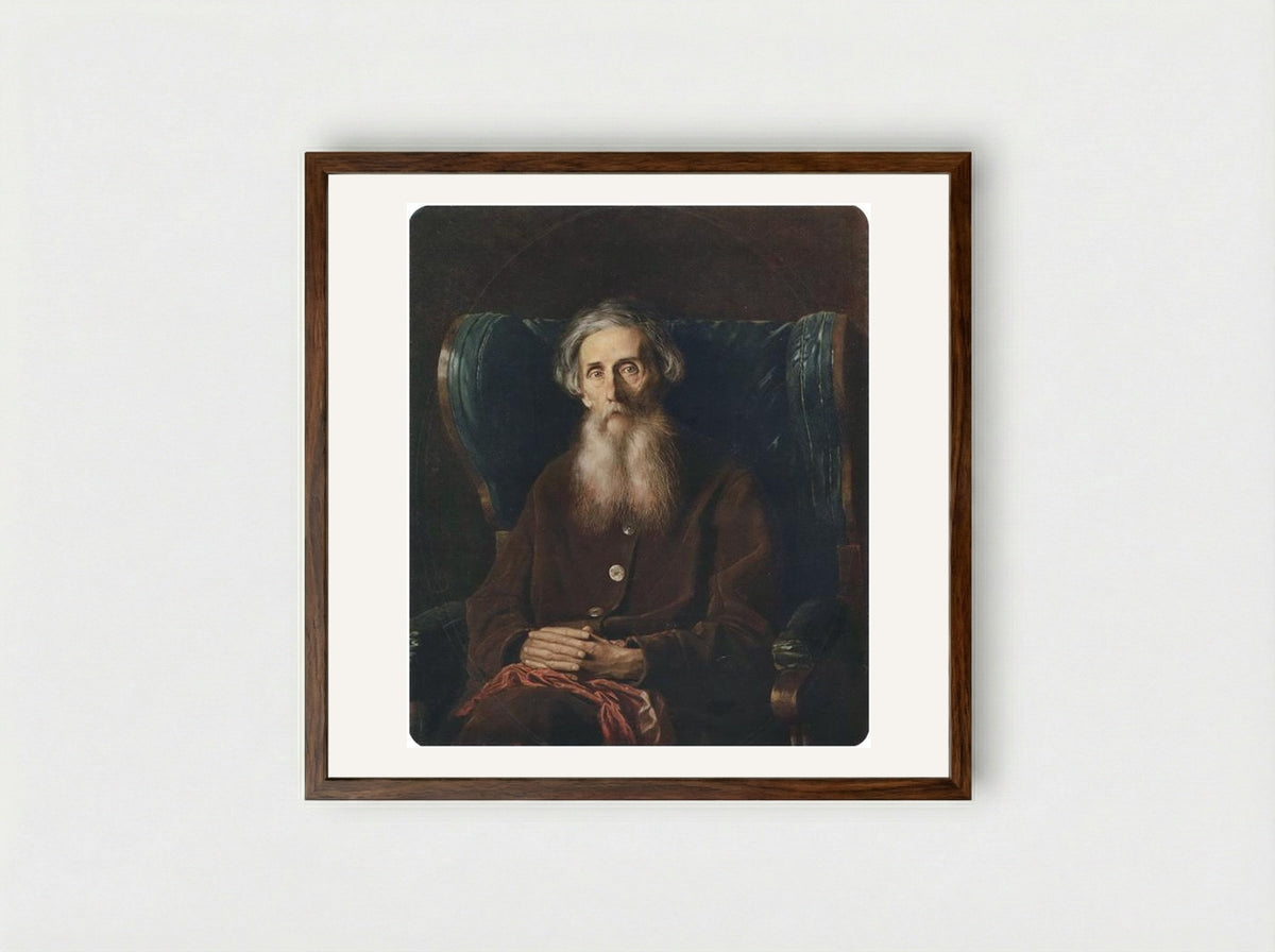 Portrait of the Author Vladimir Dahl - Vasily Perov - Framed Print Dark Wood