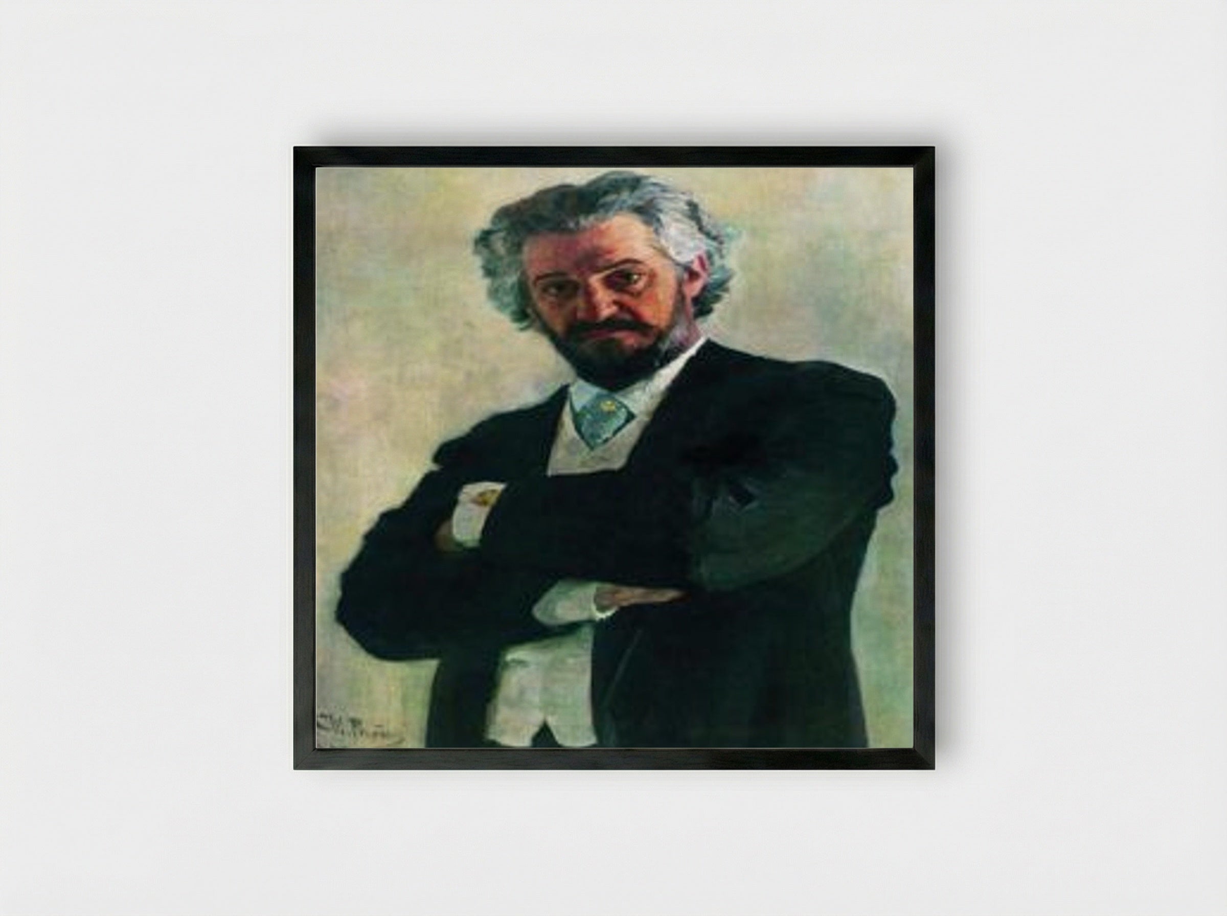 Portrait of the Cellist Alexander Verzhbilovich - Ilya Repin - Framed Print Black