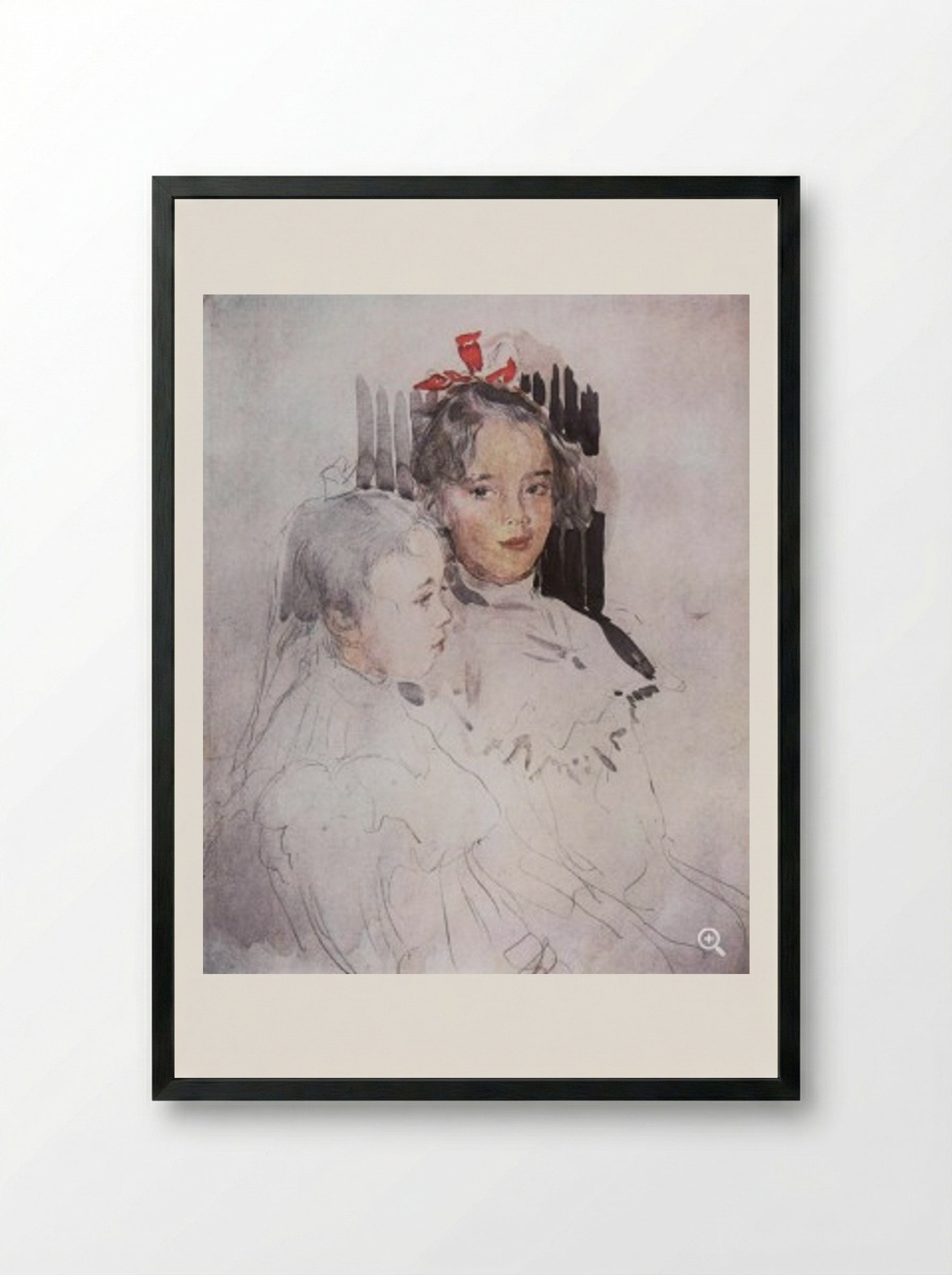 Portrait of the Children of S. Botkin - Valentin Serov - Framed Print Black