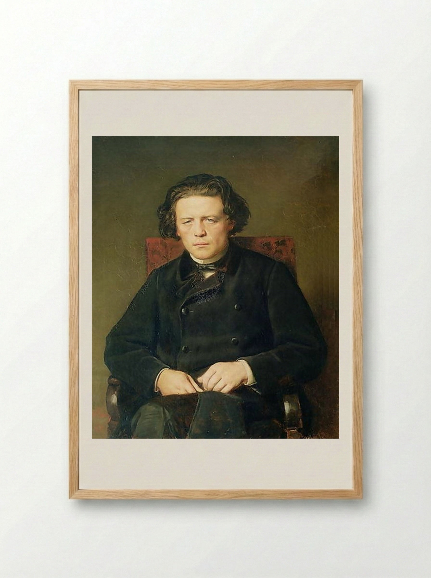 Portrait of the Composer Anton Rubinstein - Vasily Perov - Framed Print Wood