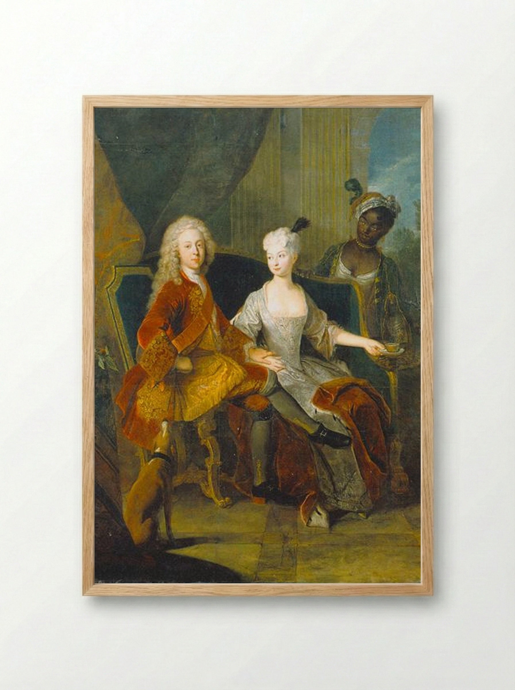 Portrait of the Crown Prince Friedrich Ludwig of Württemberg and his wife Henriette Marie of Brandenburg-Schwedt - Antoine Pesne - Framed Print Wood