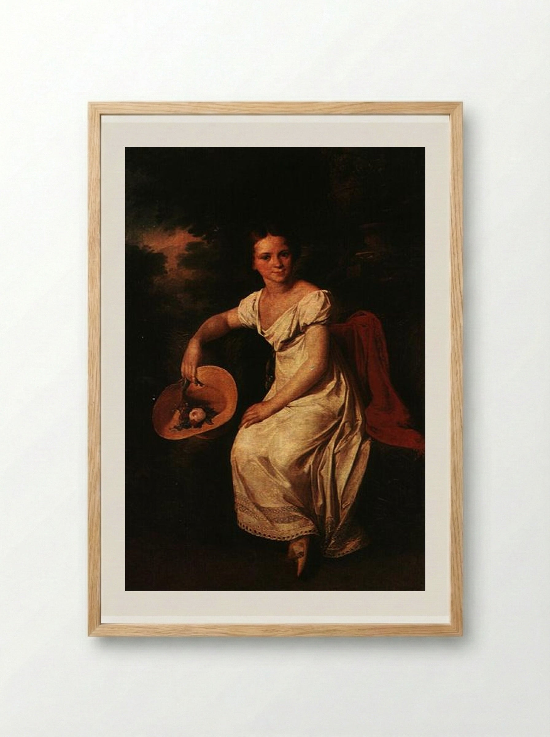 Portrait of the Dancer T. S. Karpakova - Vasily Tropinin - Framed Print Wood