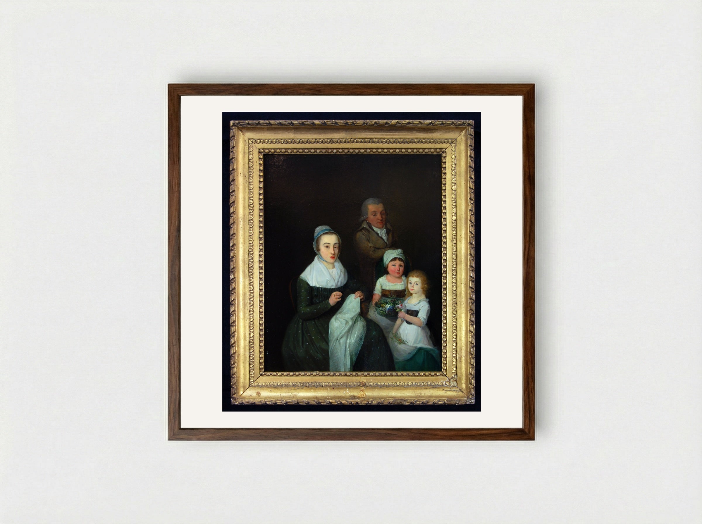Portrait of the Family of Gerrit van der Pot - Johan Bernard Scheffer - Framed Print Dark Wood