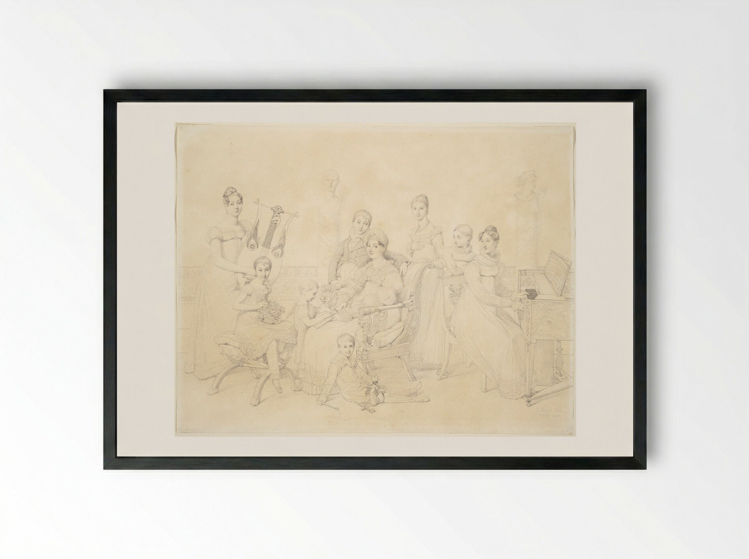 Portrait of the Family of Lucien Bonaparte - Jean-Auguste-Dominique Ingres - Framed Print Black