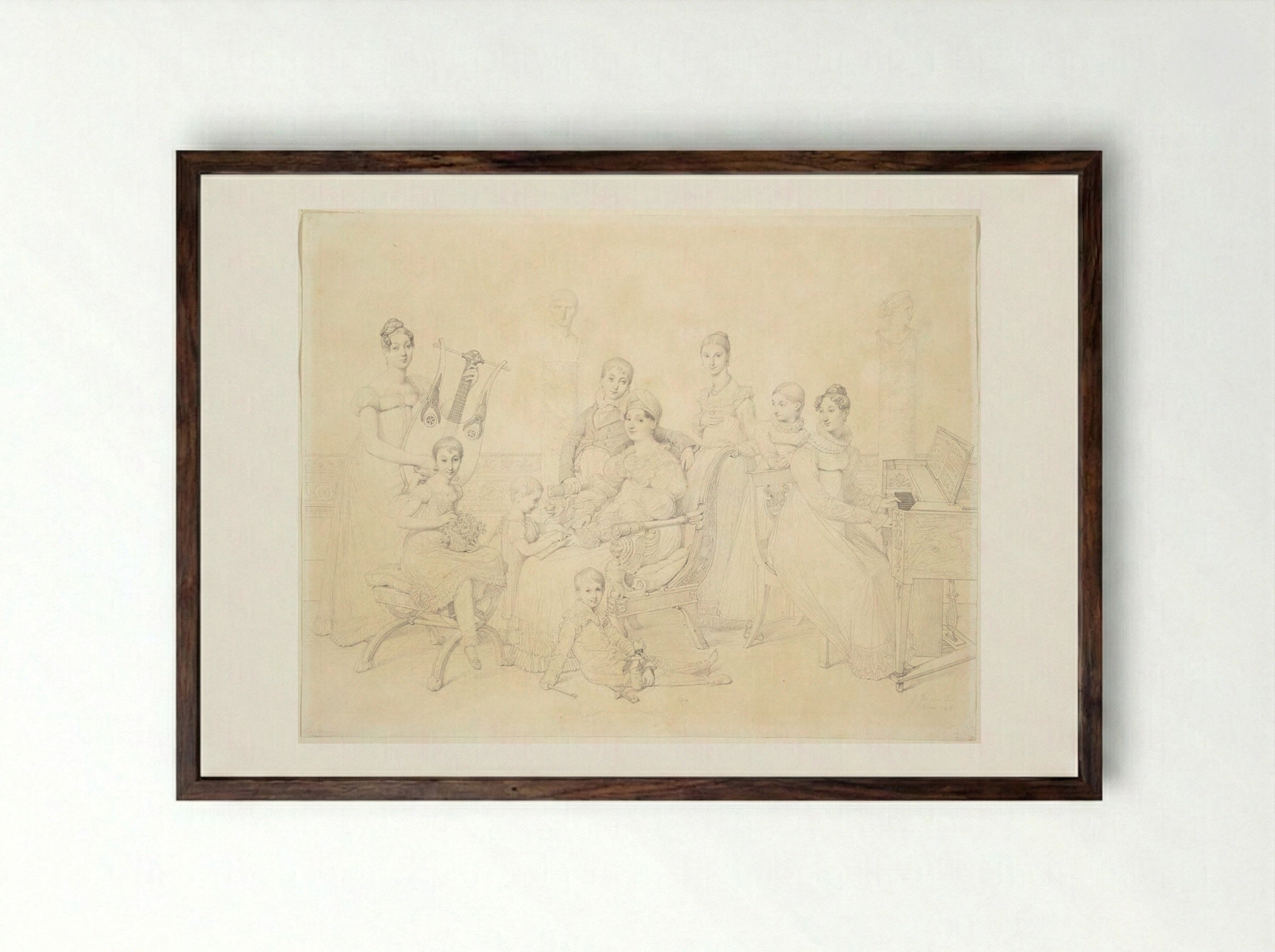 Portrait of the Family of Lucien Bonaparte - Jean-Auguste-Dominique Ingres - Framed Print Dark Wood