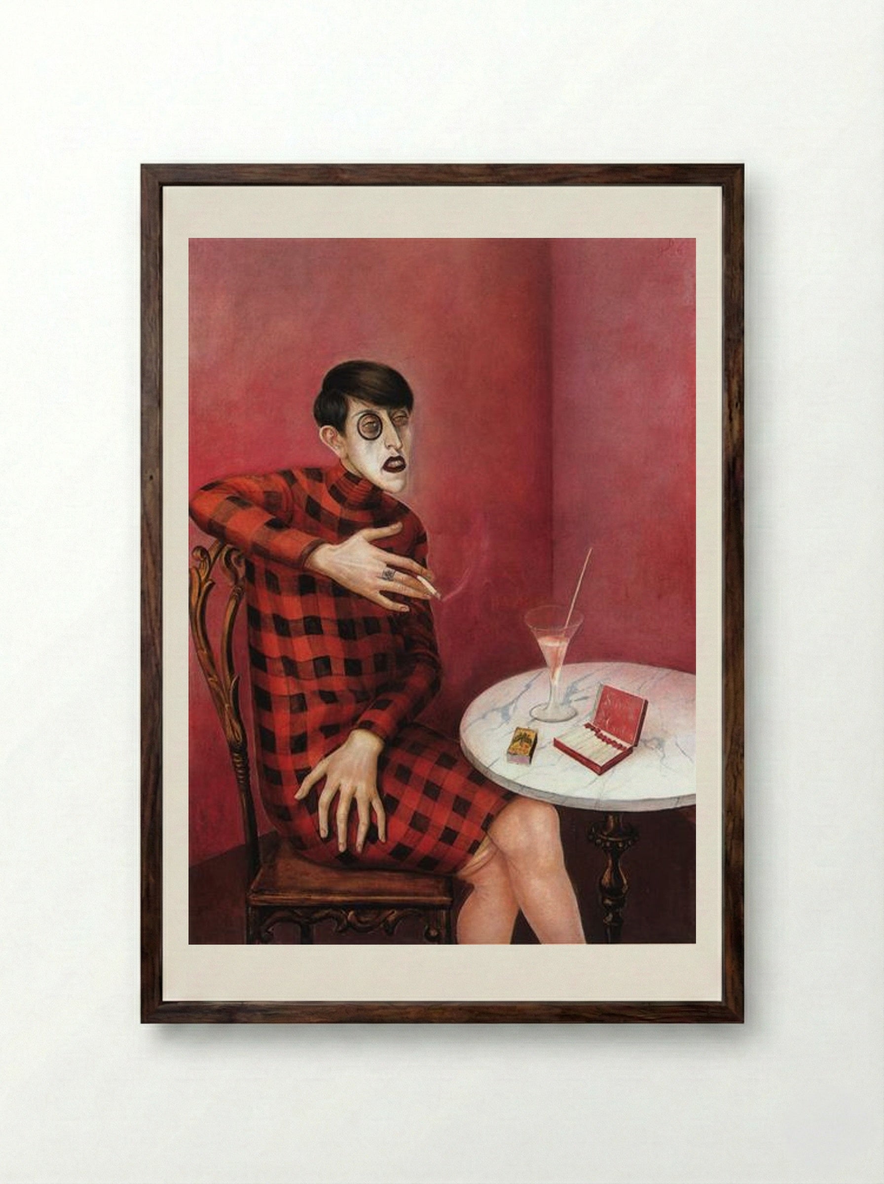 Portrait of the Journalist Sylvia Von Harden - Otto Dix - Framed Print Dark Wood