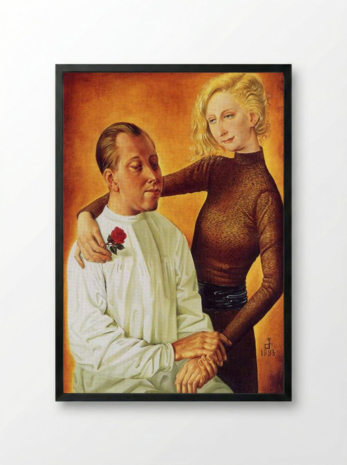 Portrait of the Painter Hans Theo Richter and his wife Gisela - Otto Dix - Framed Print Black