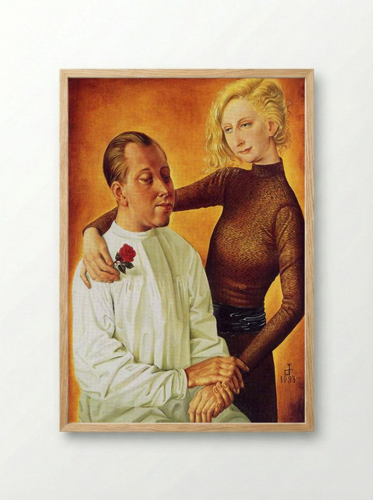 Portrait of the Painter Hans Theo Richter and his wife Gisela - Otto Dix - Framed Print Wood