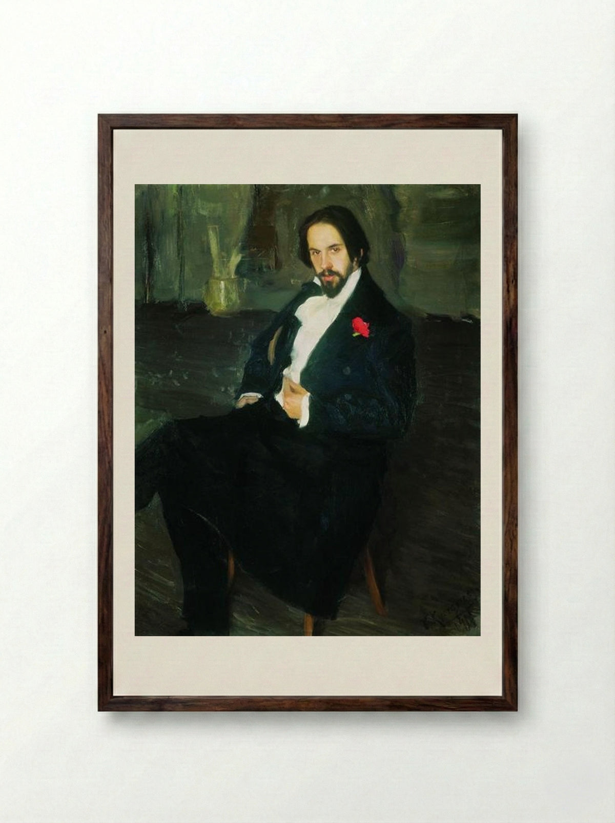 Portrait of the Painter Ivan Bilibin - Boris Kustodiev - Framed Print Dark Wood