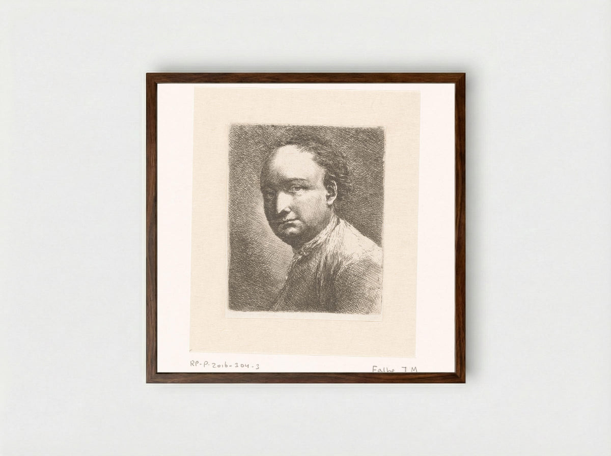 Portrait of the Painter Johann Harper - Joachim Martin Falbe - Framed Print Dark Wood