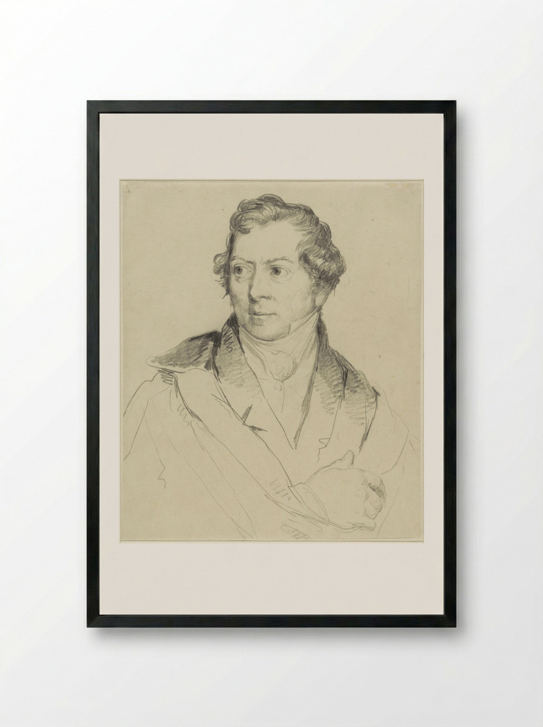 Portrait of the Painter and Etcher Hendrik Voogd - Christiaan Julius Lodewijk Portman - Framed Print Black
