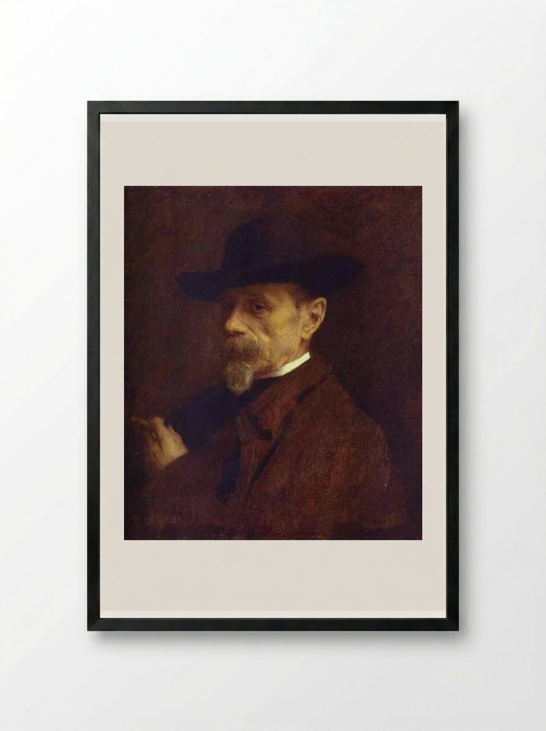 Portrait of the Photographer Andrey Denier - Ivan Kramskoy - Framed Print Black