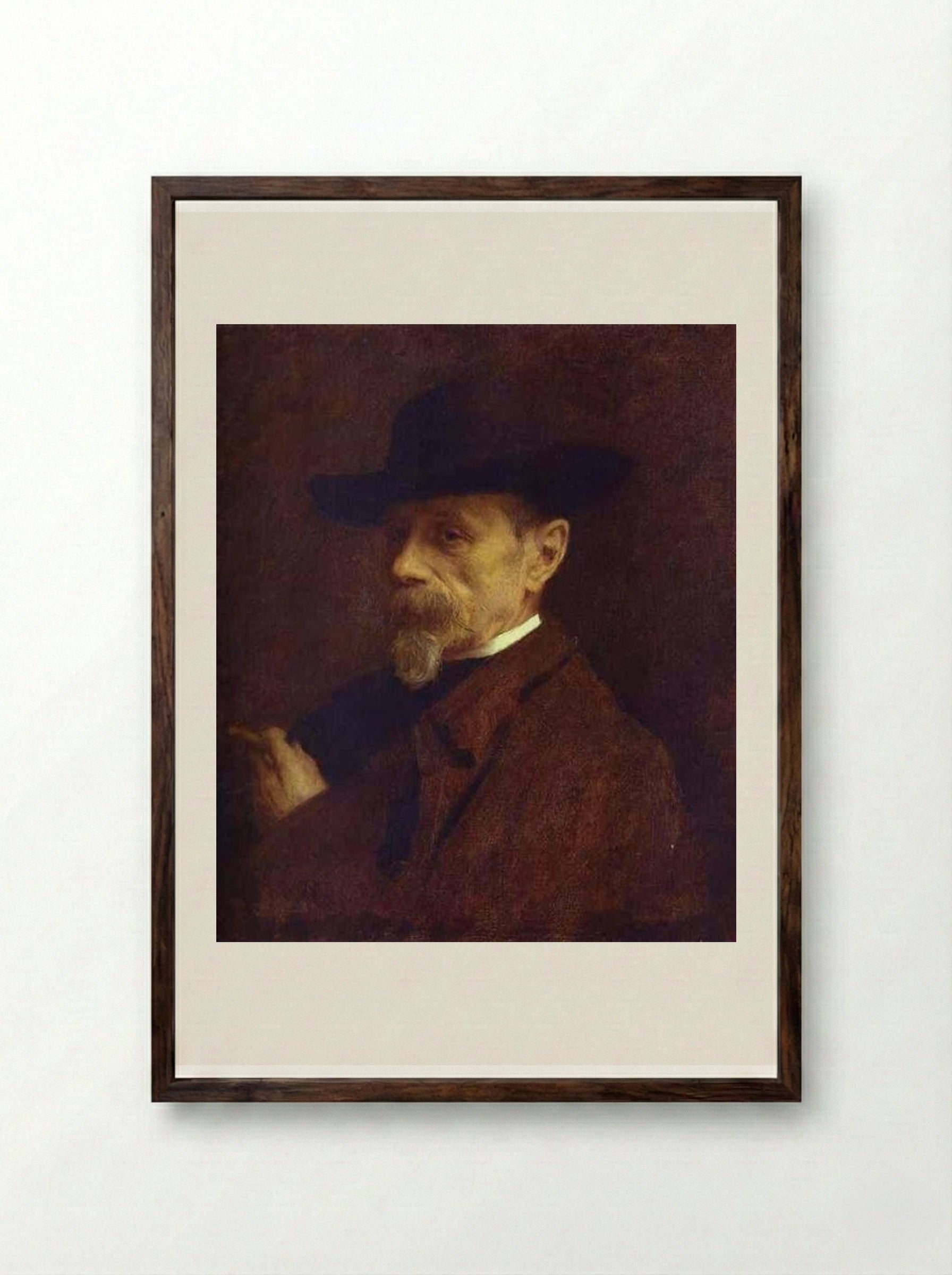 Portrait of the Photographer Andrey Denier - Ivan Kramskoy - Framed Print Dark Wood