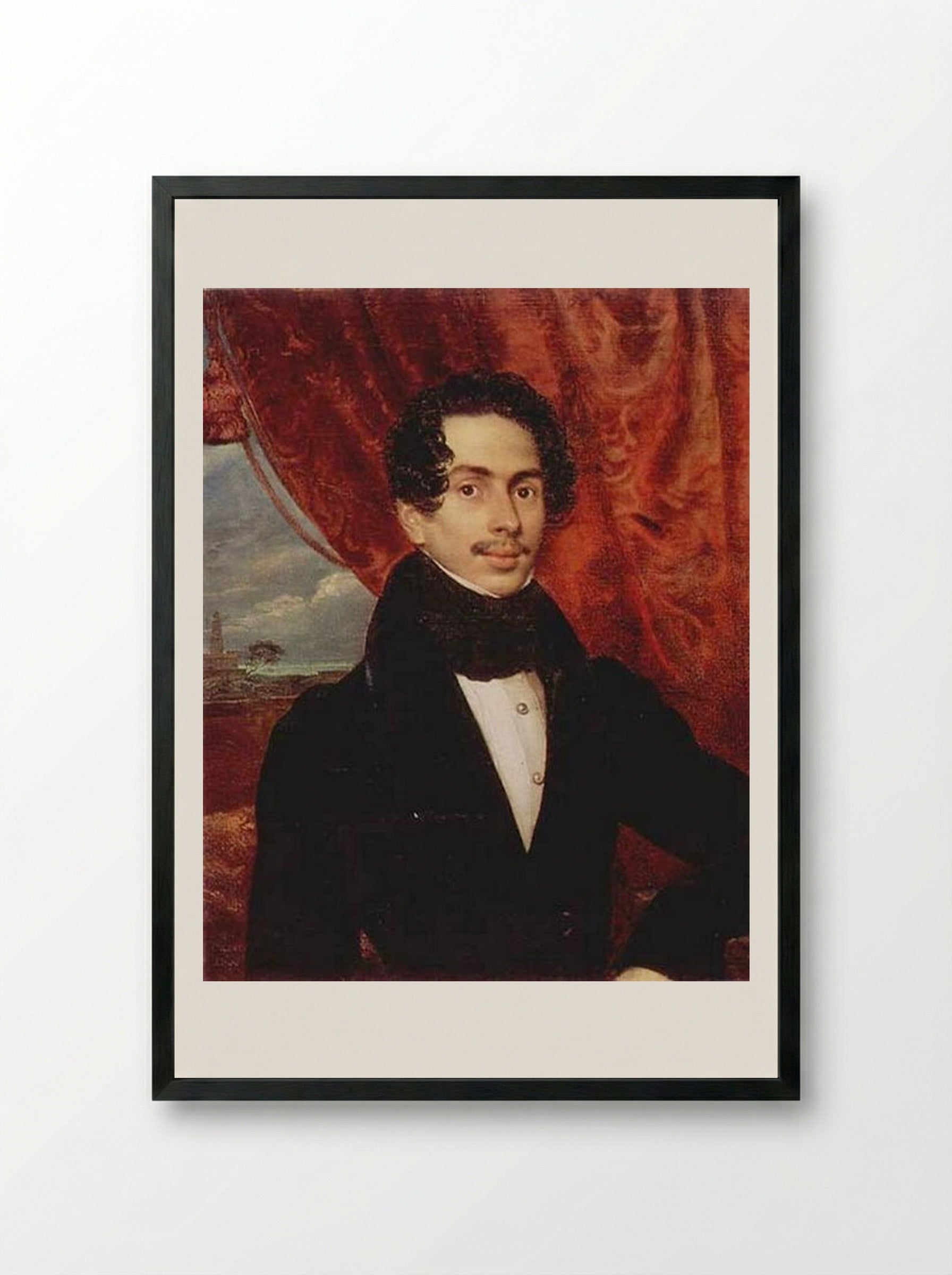 Portrait of the Prince F. A. Golitsyn - Orest Kiprensky - Framed Print Black