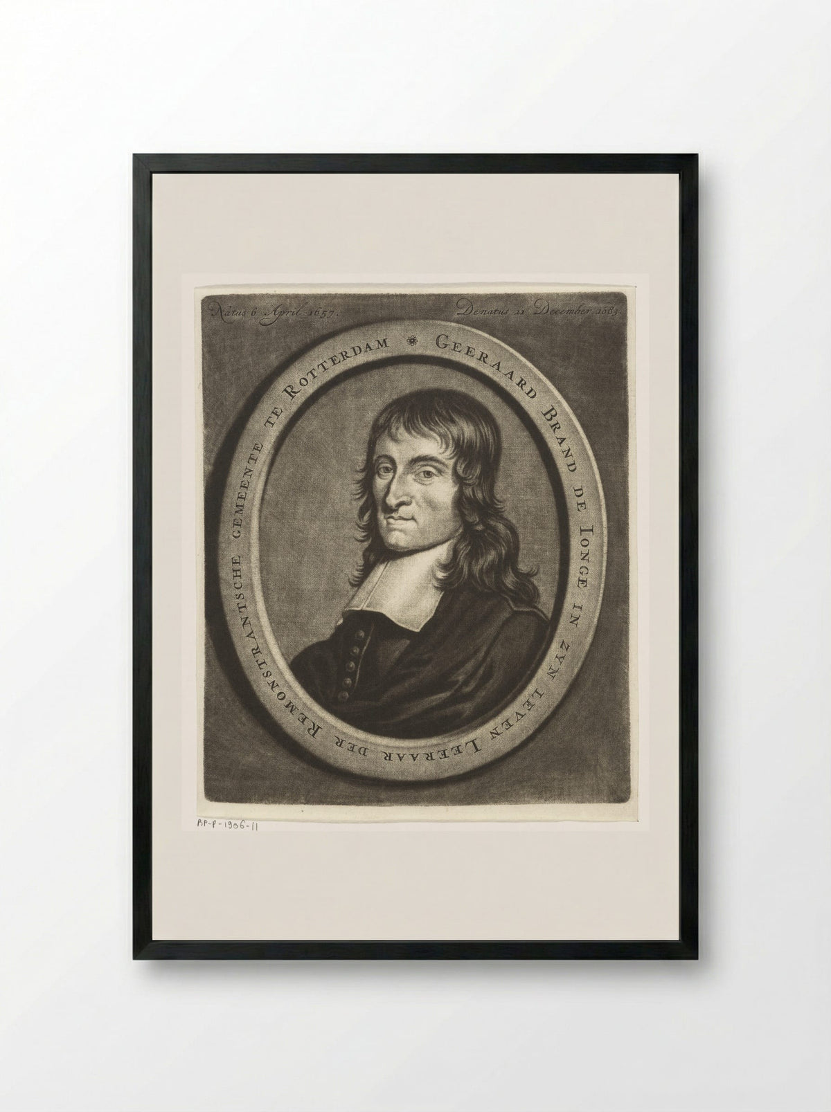 Portrait of the Remonstrant Minister Gerard Brand de Jonge - Christoffel Lubienitzki - Framed Print Black