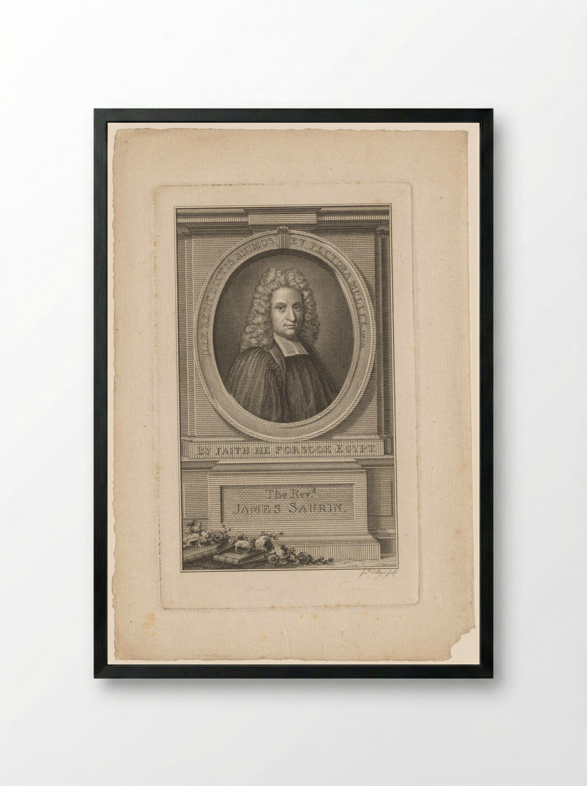Portrait of the Reverend James Saurin - Joseph Collyer - Framed Print Black