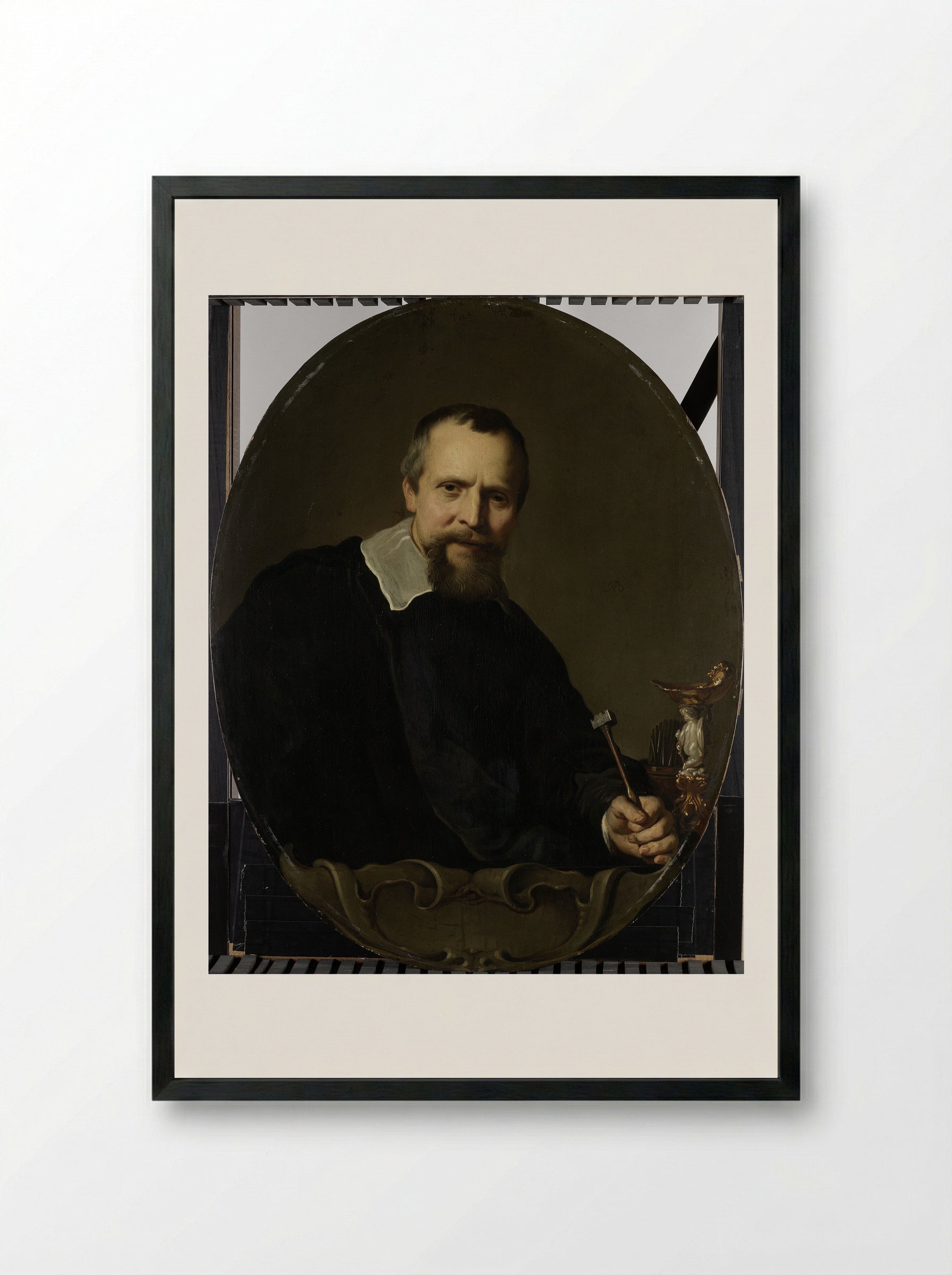 Portrait of the Silversmith Johannes Lutma - Jacob Adriaensz Backer - Framed Print Black