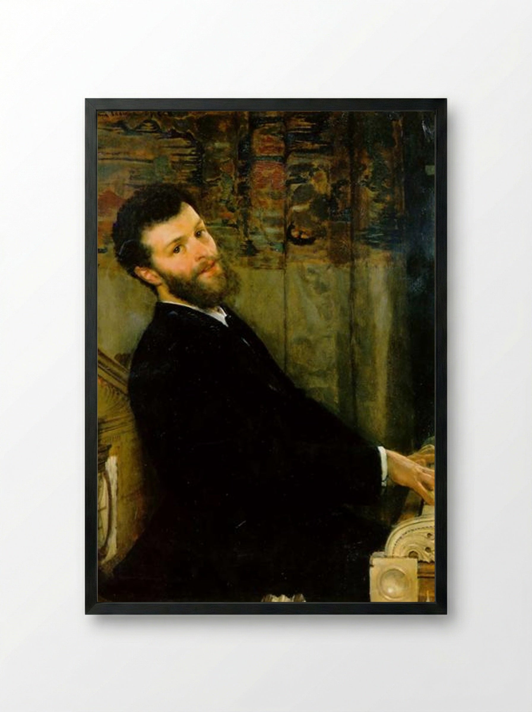 Portrait of the Singer George Henschel - Sir Lawrence Alma-Tadema - Framed Print Black