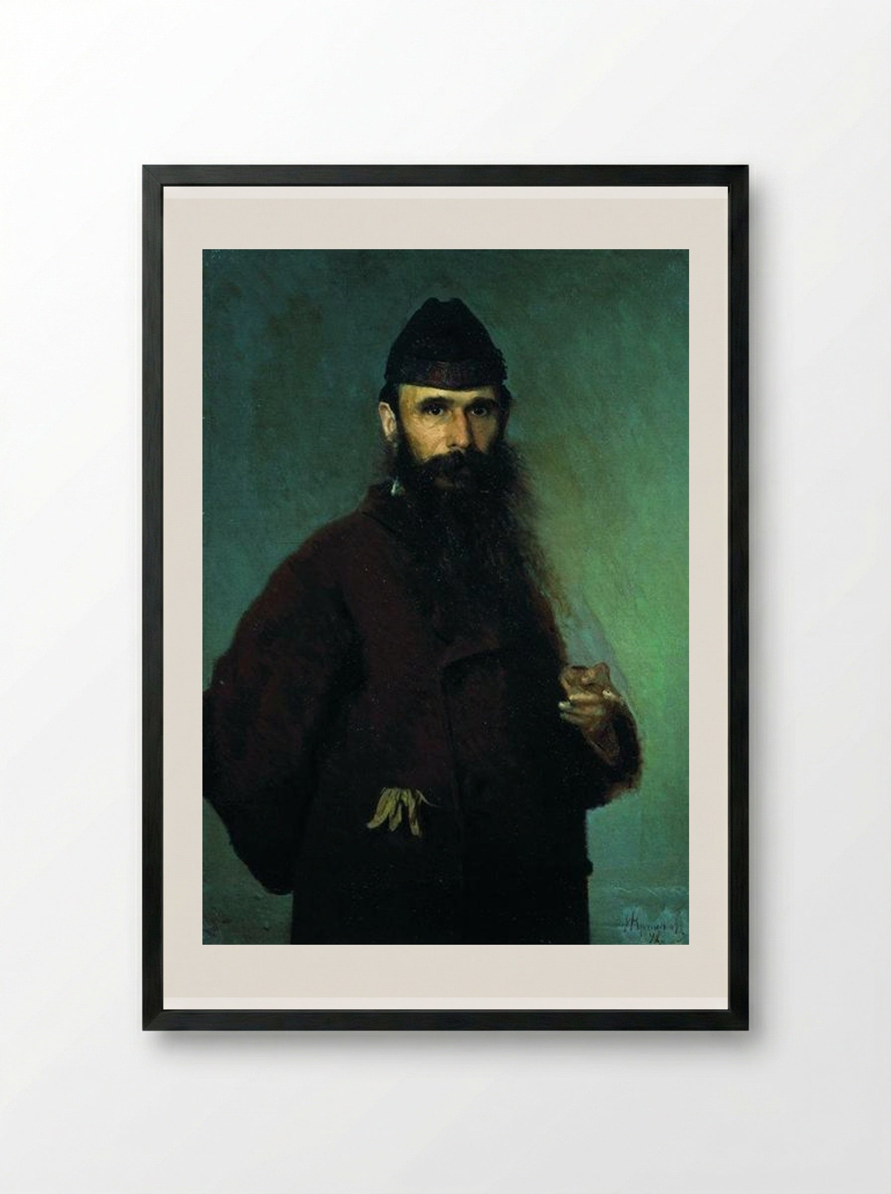 Portrait of the artist Alexander Dmitrievich Litovchenko - Ivan Kramskoy - Framed Print Black