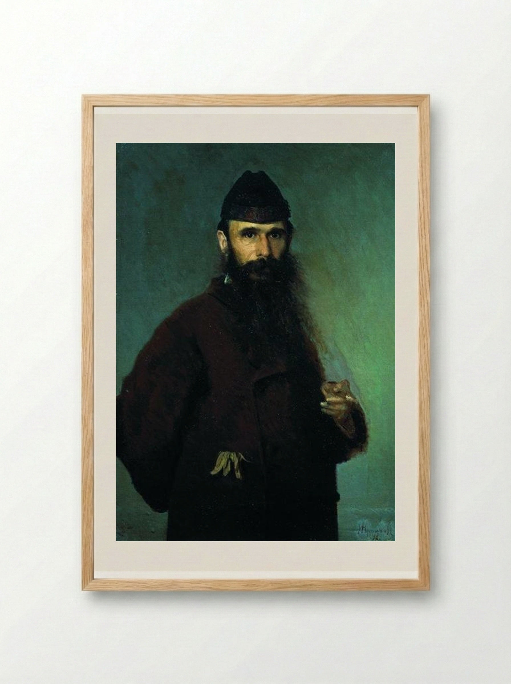 Portrait of the artist Alexander Dmitrievich Litovchenko - Ivan Kramskoy - Framed Print Wood