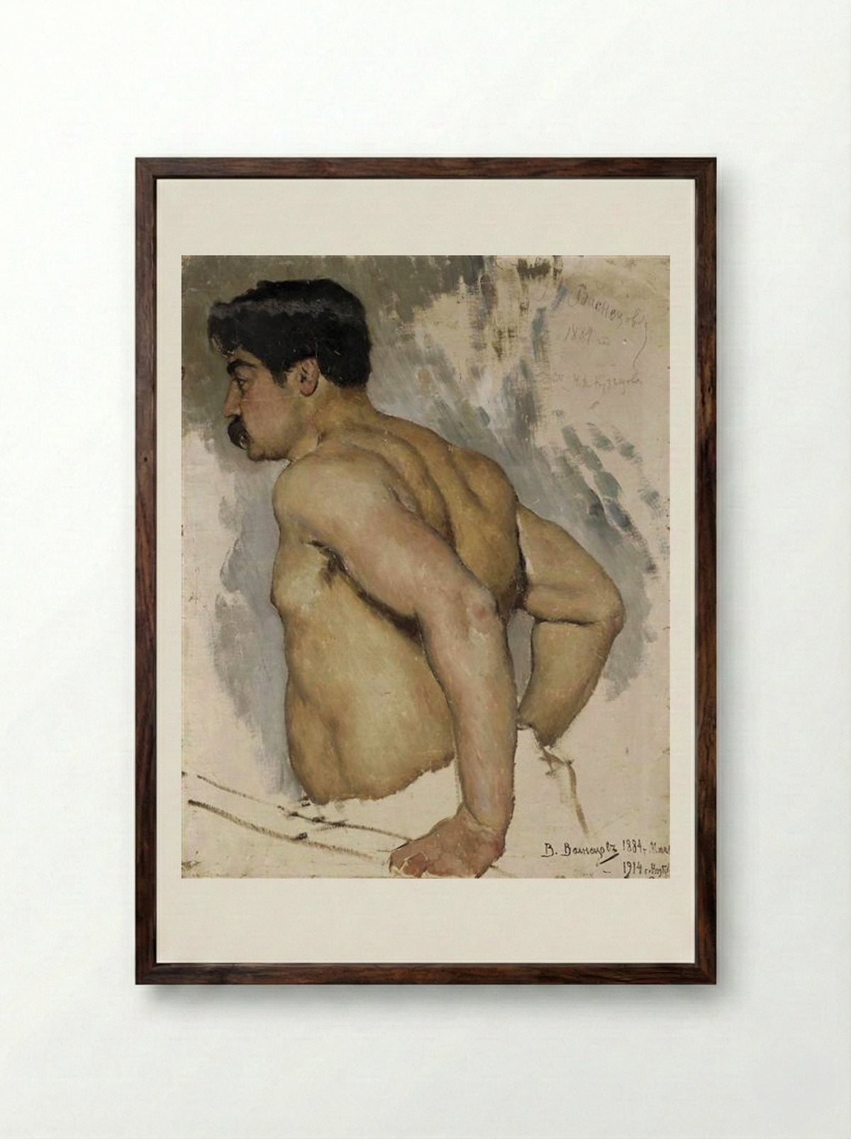 Portrait of the artist Nikolai Kuznetsov - Viktor Vasnetsov - Framed Print Dark Wood