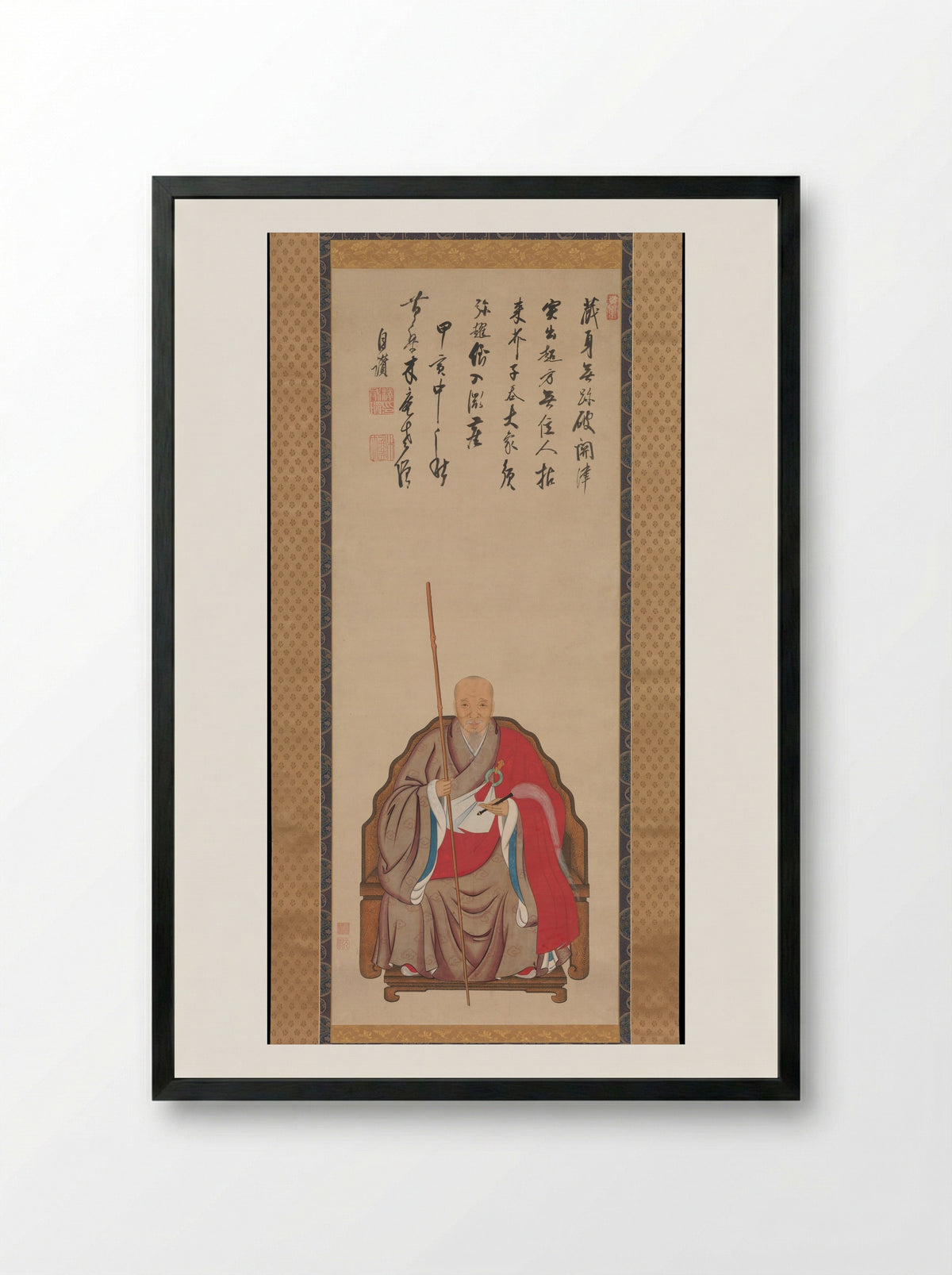 Portrait of the Ōbaku Zen Monk Mu’an Xingtao - Kita Genki - Framed Print Black