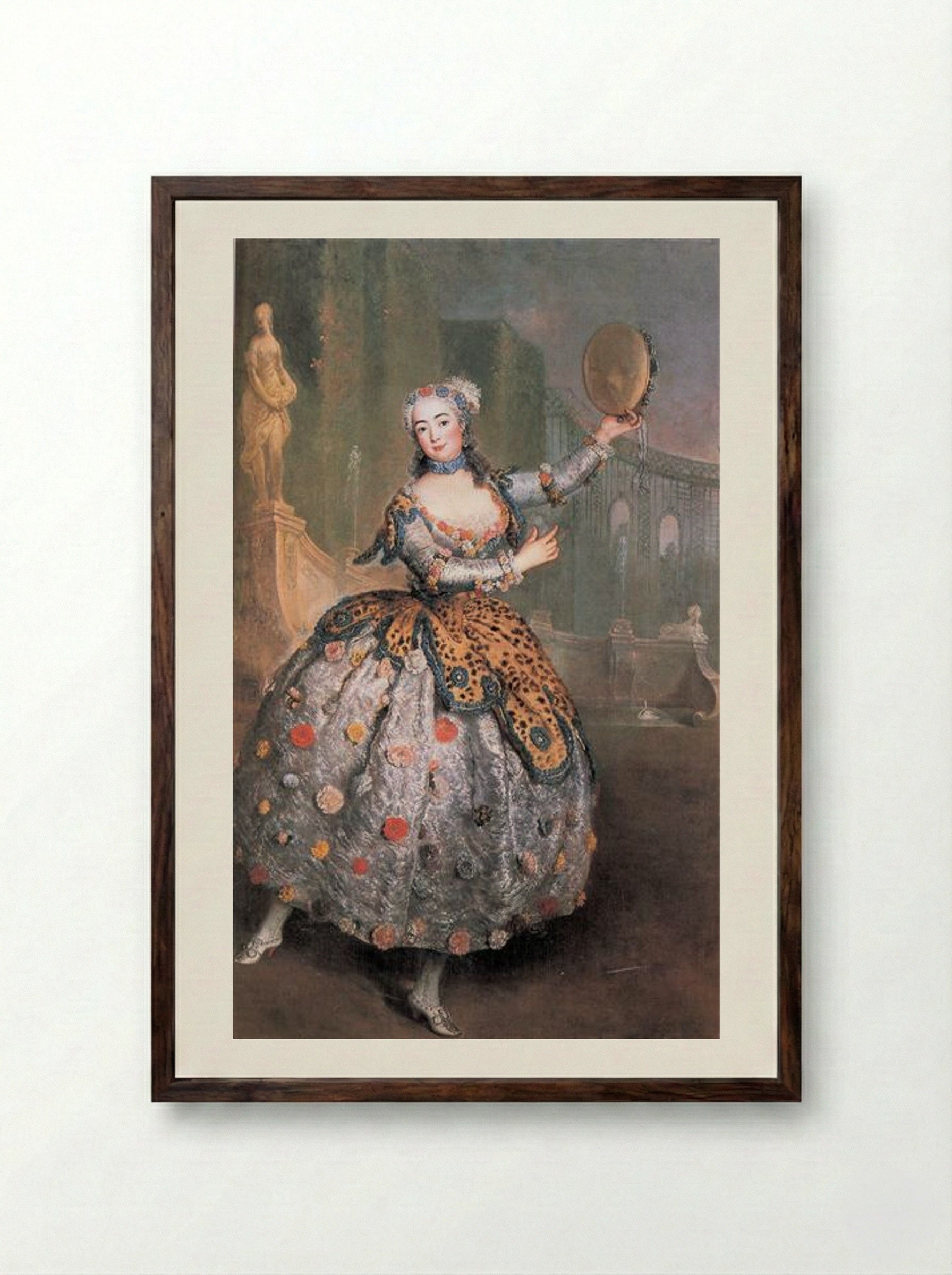 Portrait of the dancer Barbara Campanini, known as La Barbarina - Antoine Pesne - Framed Print Dark Wood