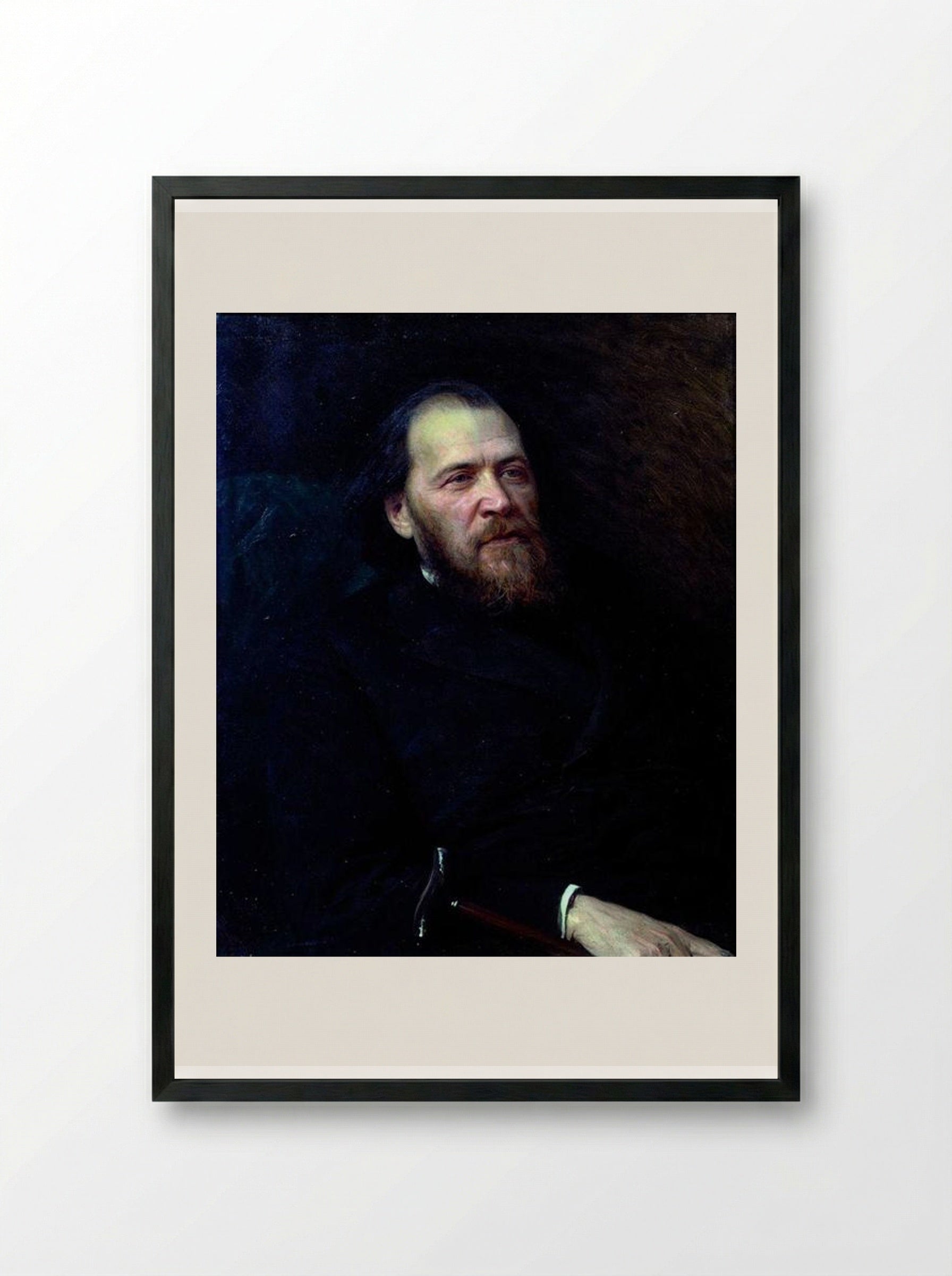 Portrait of the poet Yakov Polonsky - Ivan Kramskoy - Framed Print Black