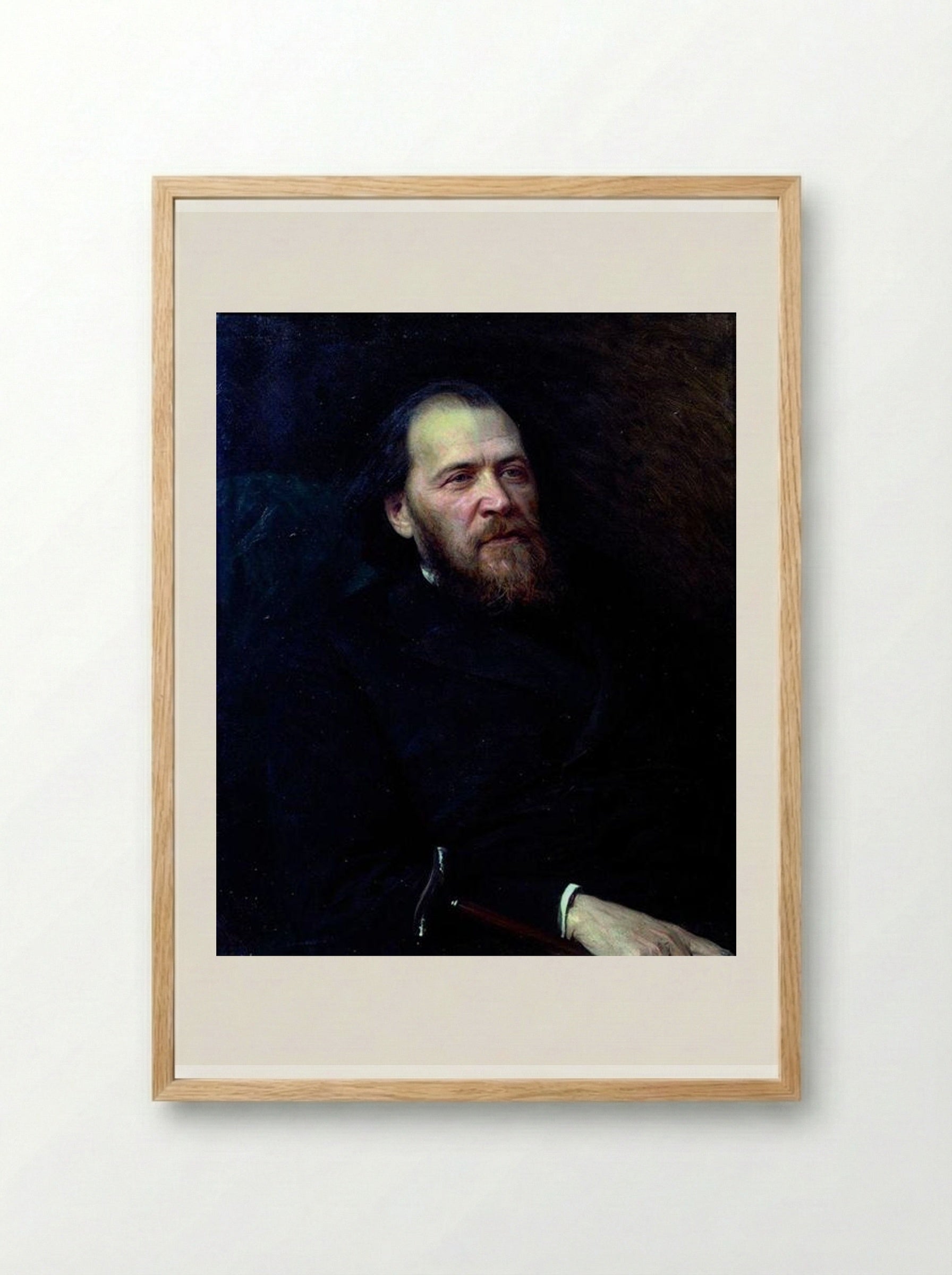 Portrait of the poet Yakov Polonsky - Ivan Kramskoy - Framed Print Wood