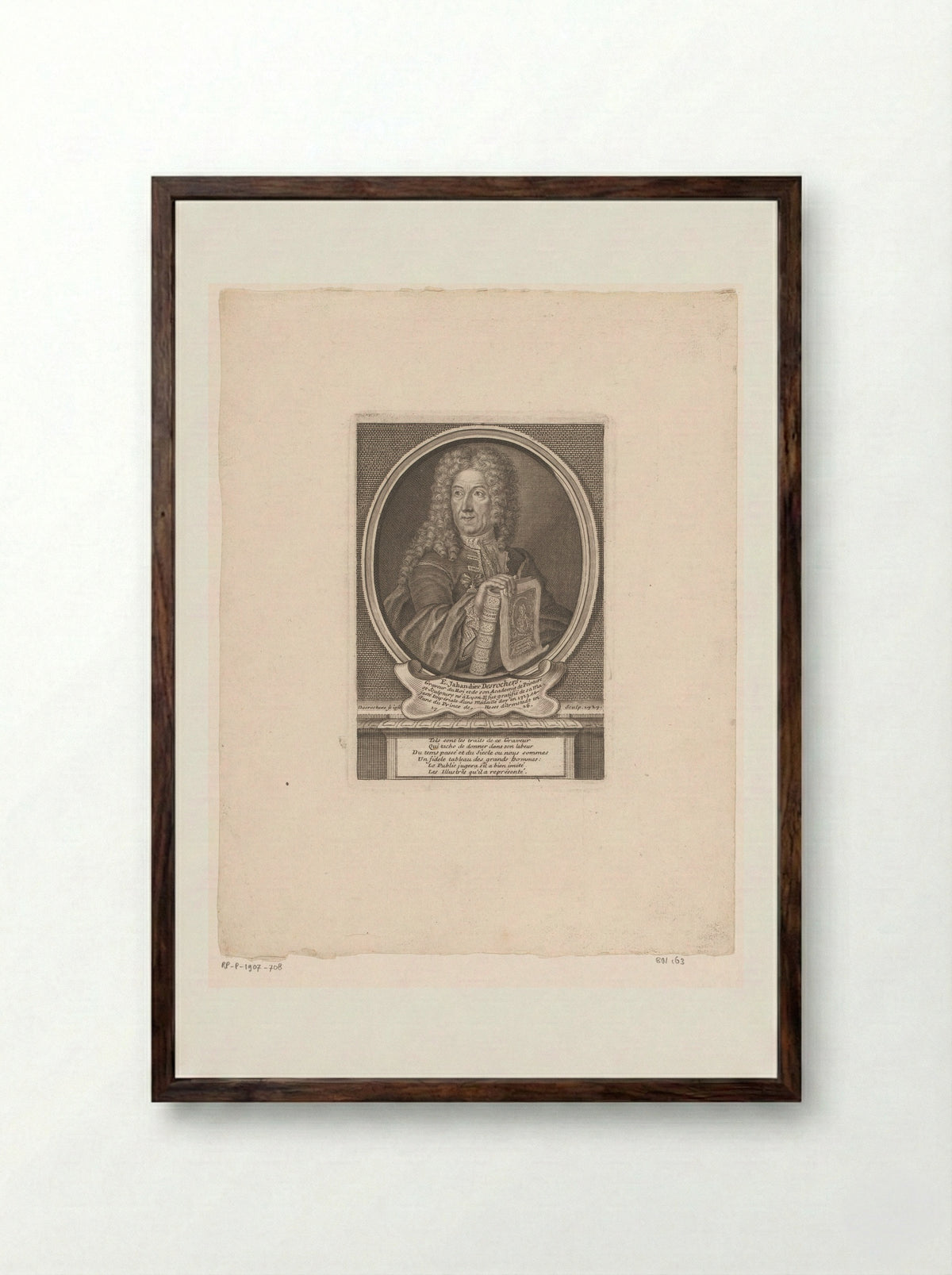 Portrait of Étienne Jehandier Desrochers - Étienne Jehandier Desrochers - Framed Print Dark Wood