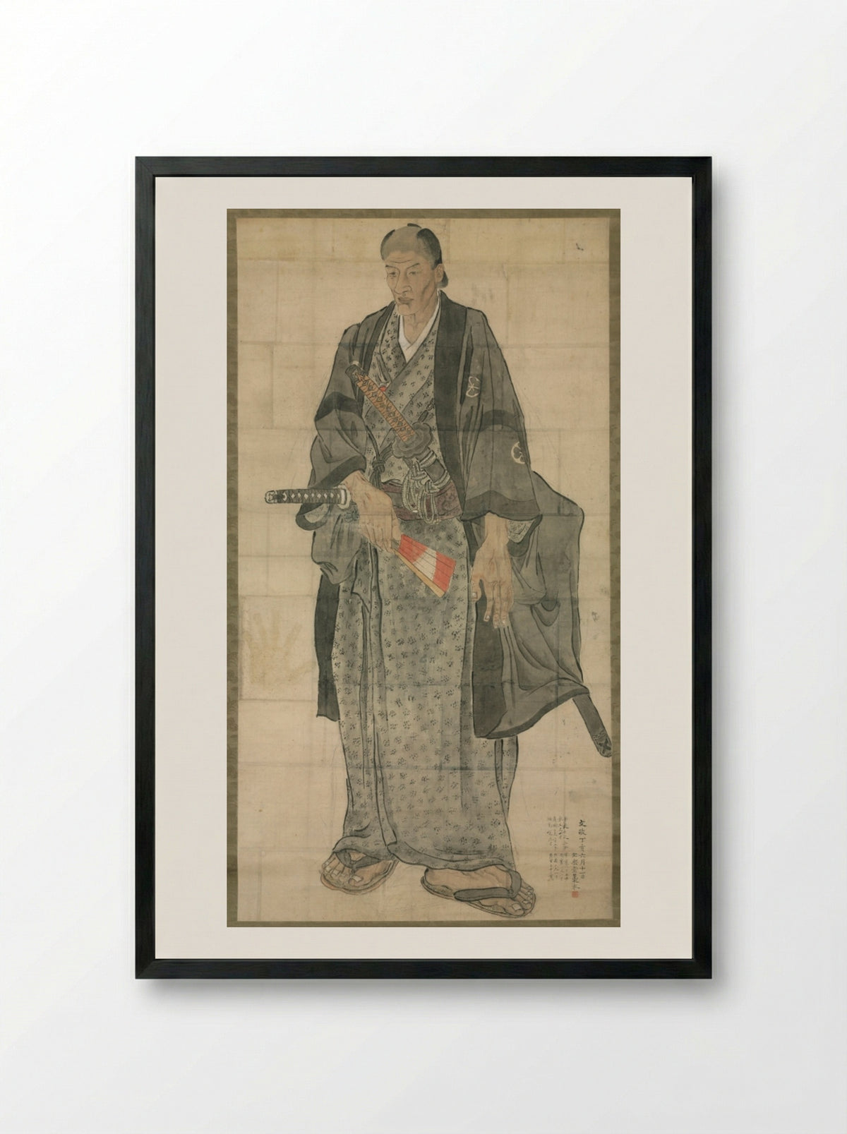 Portrait of Ōzora Buzaemon - Watanabe Kazan - Framed Print Black