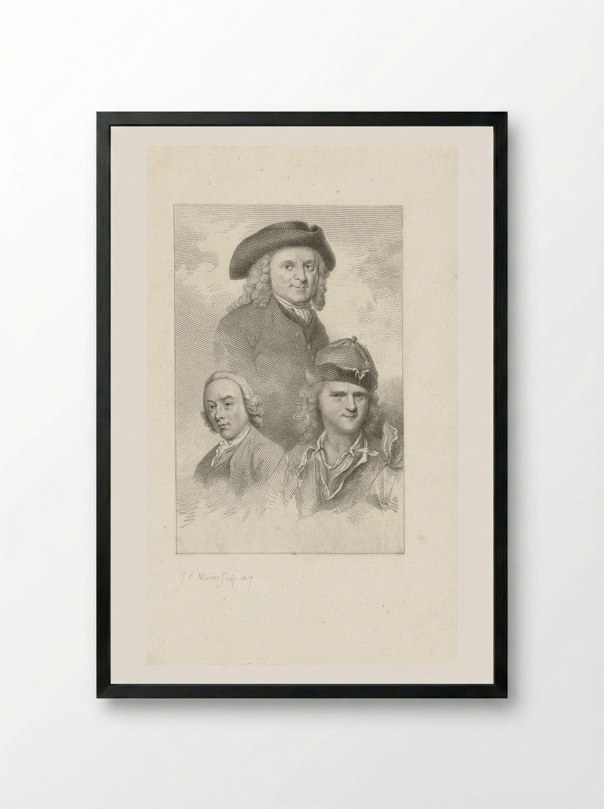 Portraits of Cornelis Pronk, Abraham de Haen, and Jan de Beijer - Jacob Ernst Marcus - Framed Print Black