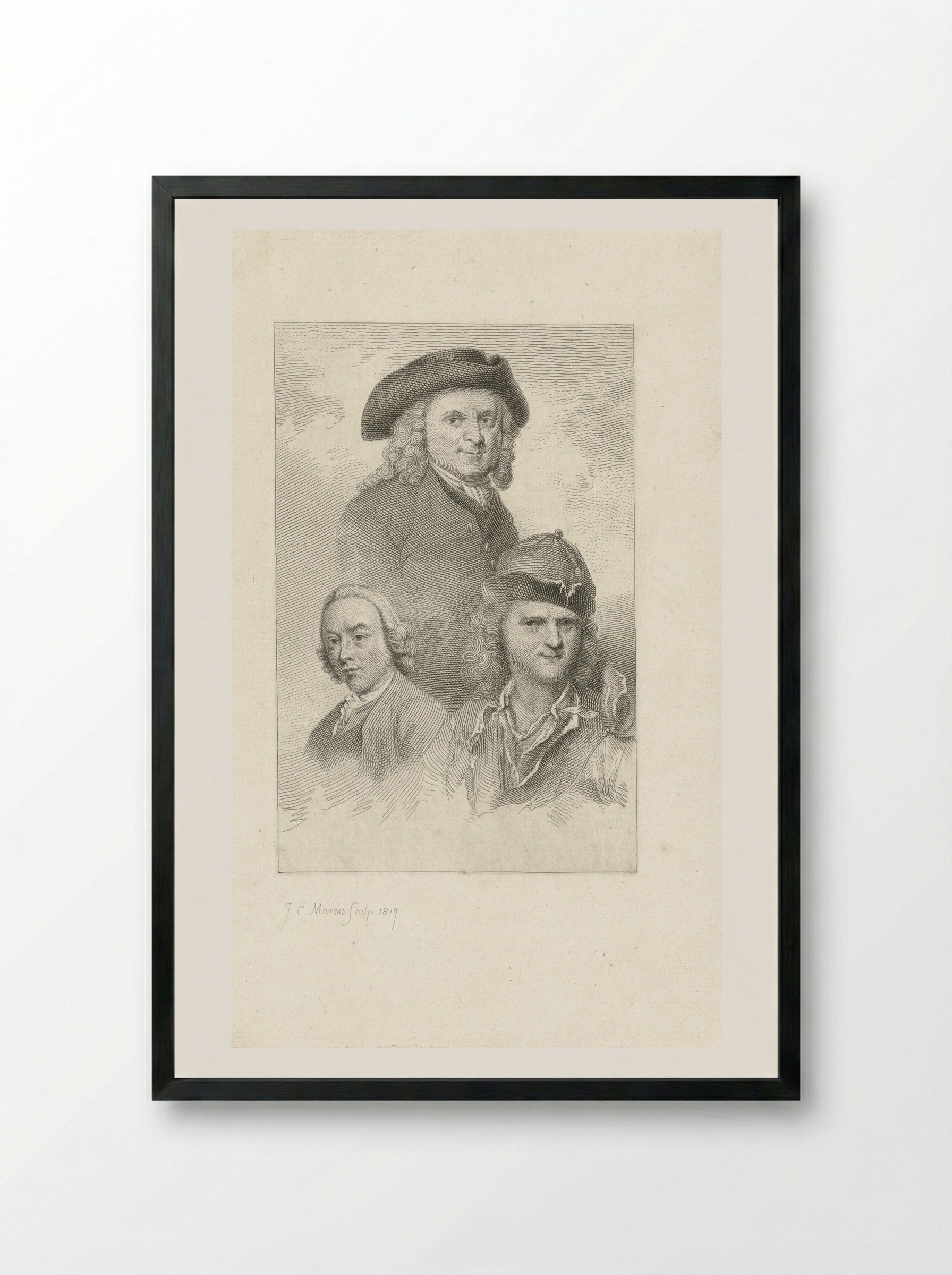 Portraits of Cornelis Pronk, Abraham de Haen, and Jan de Beijer - Jacob Ernst Marcus - Framed Print Black