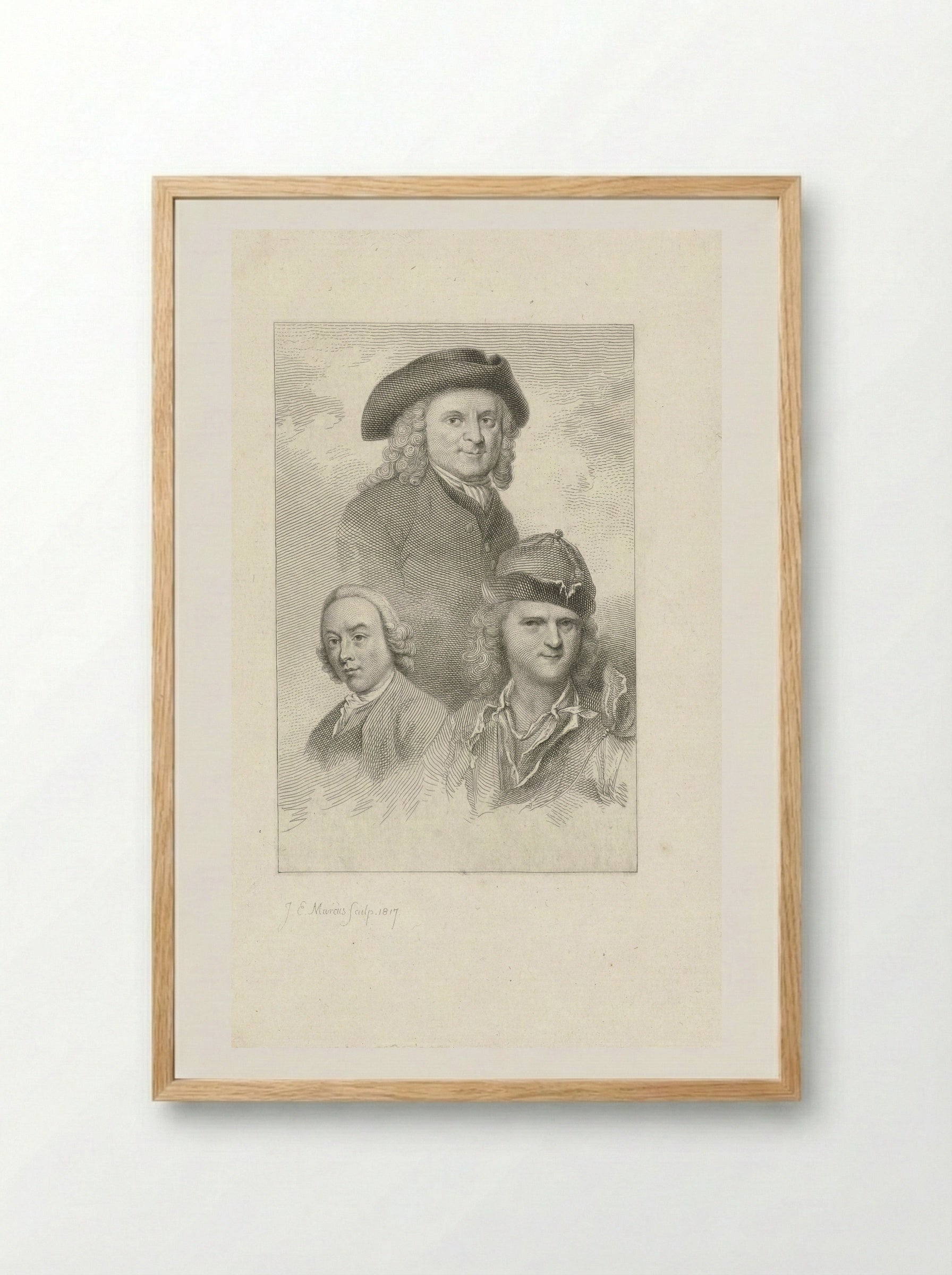 Portraits of Cornelis Pronk, Abraham de Haen, and Jan de Beijer - Jacob Ernst Marcus - Framed Print Wood