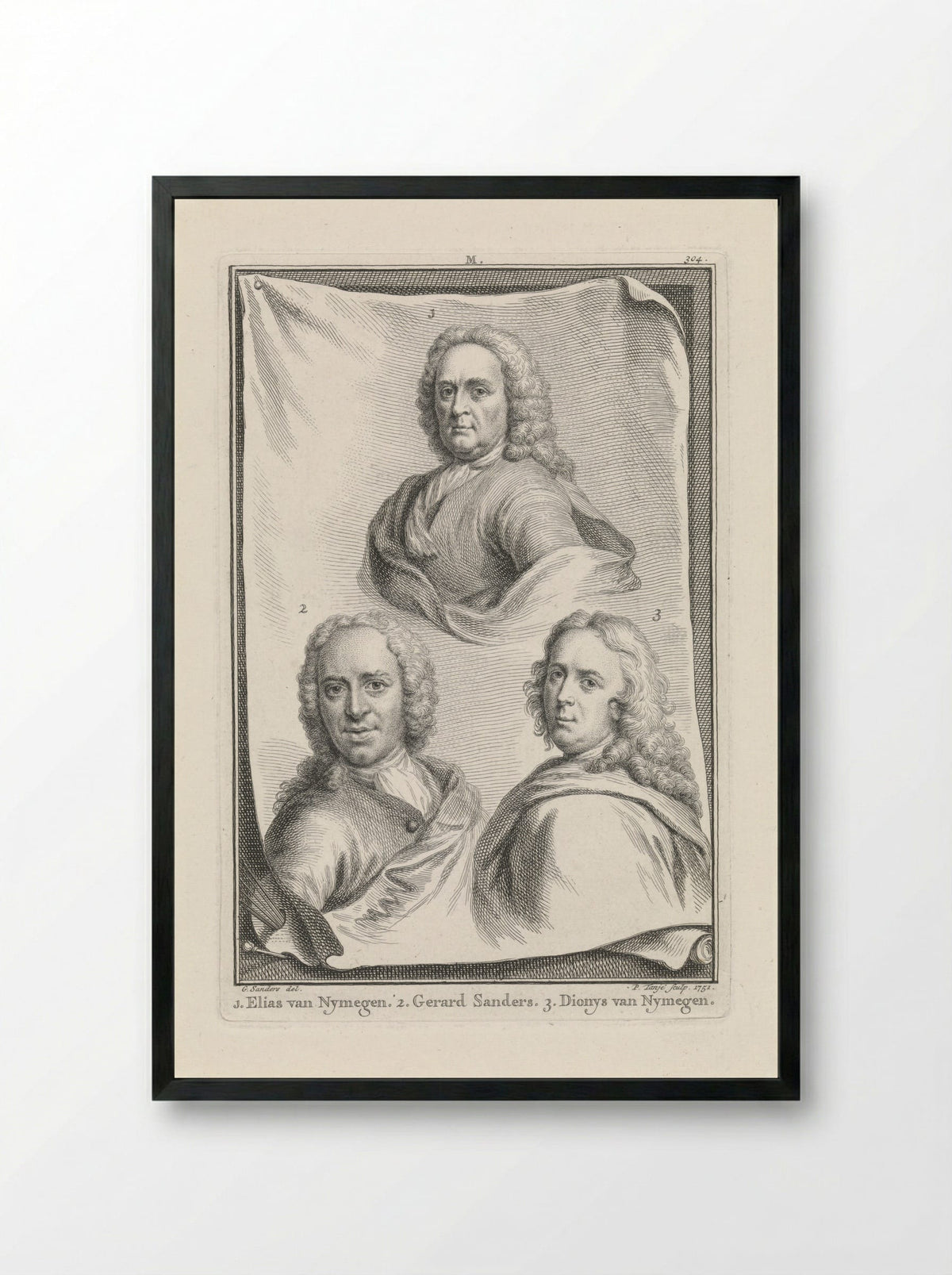 Portraits of Elias van Nymegen, Gerard Sanders, and Dionys van Nymegen - Gerard Sanders - Framed Print Black