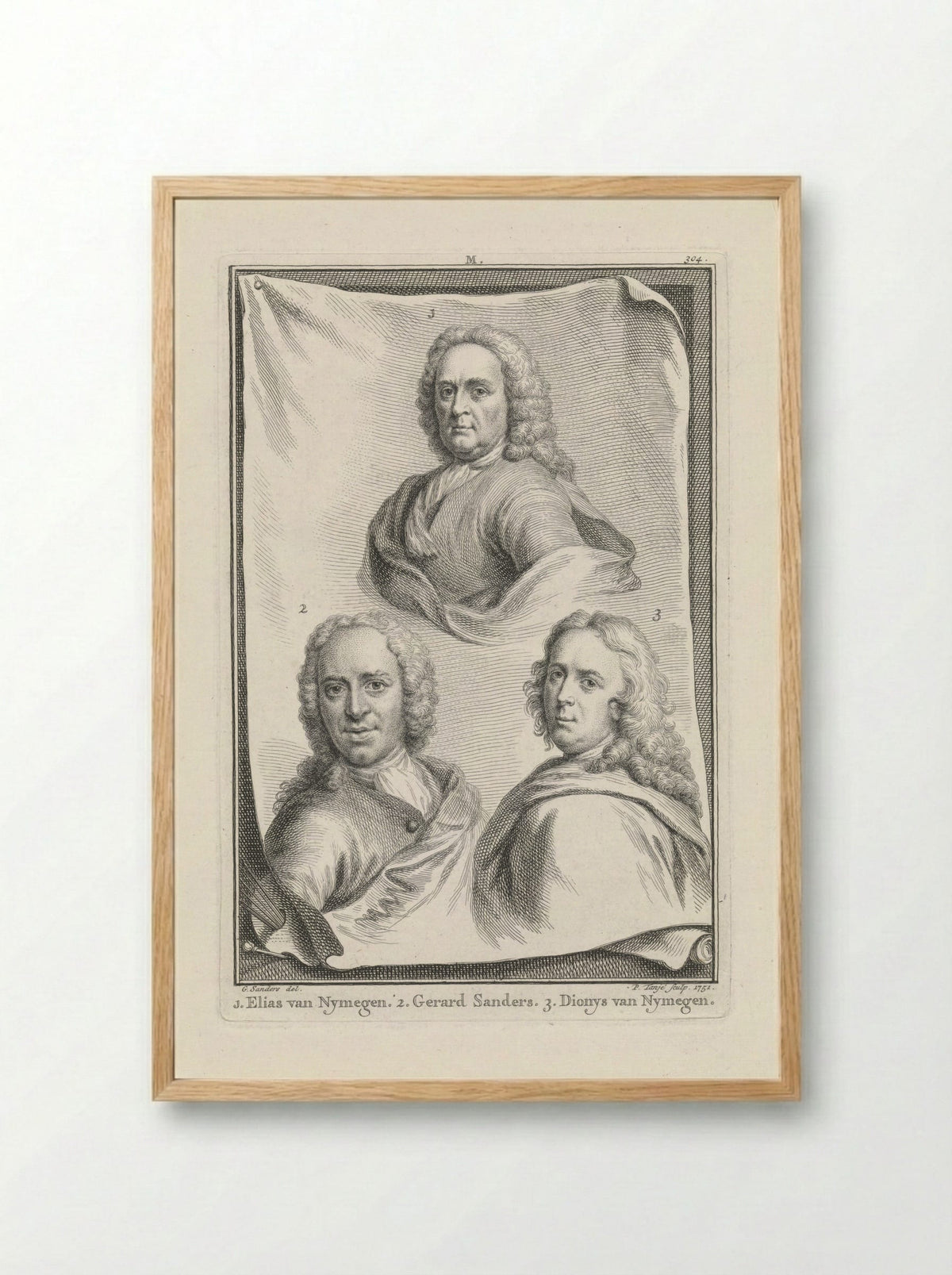 Portraits of Elias van Nymegen, Gerard Sanders, and Dionys van Nymegen - Gerard Sanders - Framed Print Wood