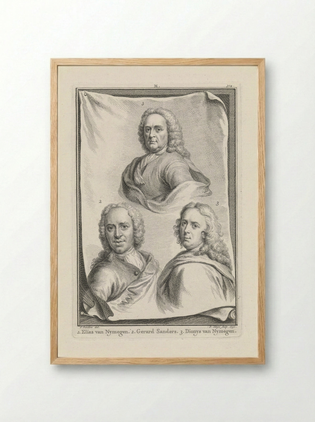 Portraits of Elias van Nymegen, Gerard Sanders, and Dionys van Nymegen - Gerard Sanders - Framed Print Wood